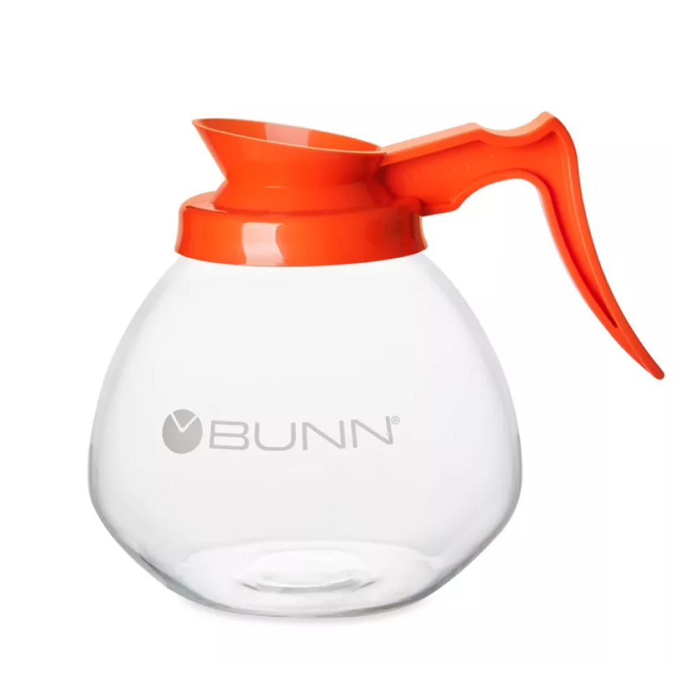 Bunn 1.9L Glass Decanter with Orange Handle 42401.7103 - Premium Coffee Carafe for Home, Office & Restaurants - Perfect for Serving Hot Beverages