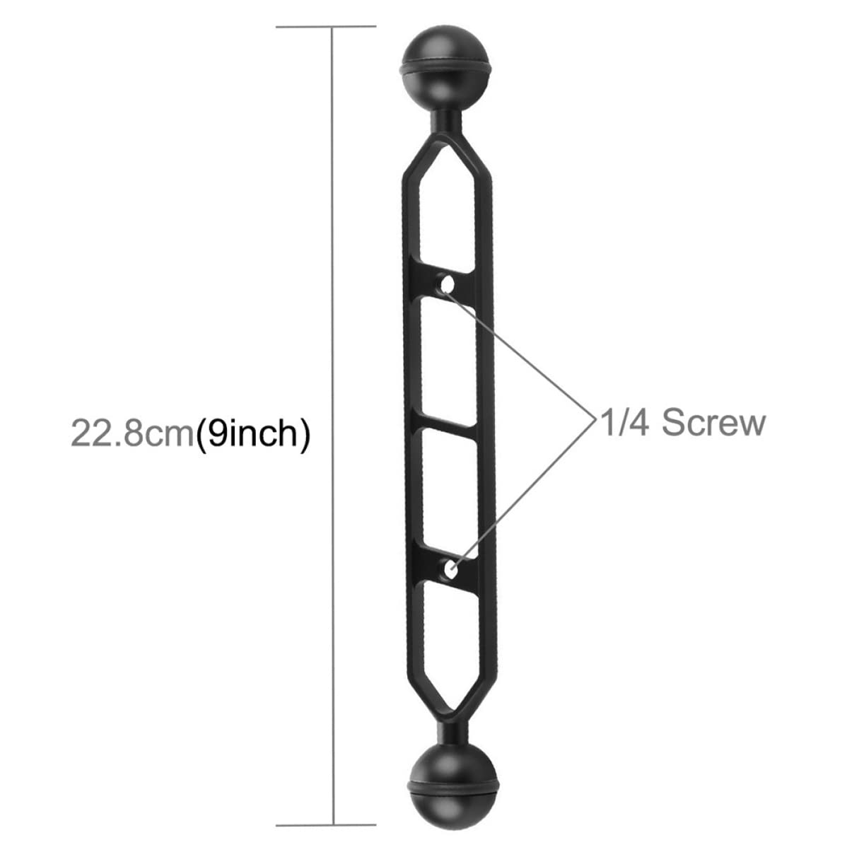 Mobestech 2-Pack 9-Inch Aluminum Alloy Dual Ball Arm Underwater Photography Bracket with Fill Light - Perfect for Scuba Diving, Underwater Videography, and Marine Exploration