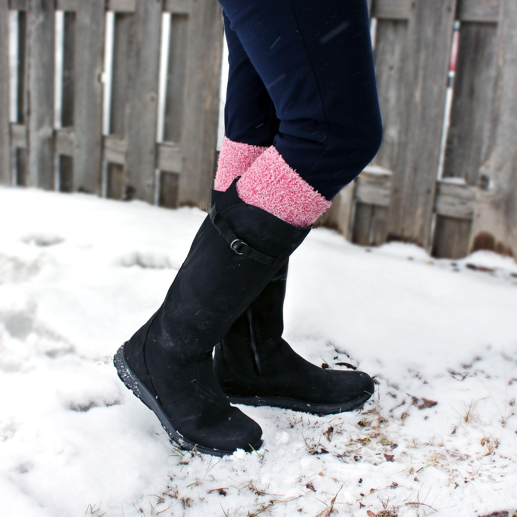 Women's Fuzzy Feather Soft Cozy Knee High Socks - Warm Winter Boot Socks for Women, Non-Slip Comfortable Thick Knit Socks (Perfect for Boots, Lounging, and Cold Weather)