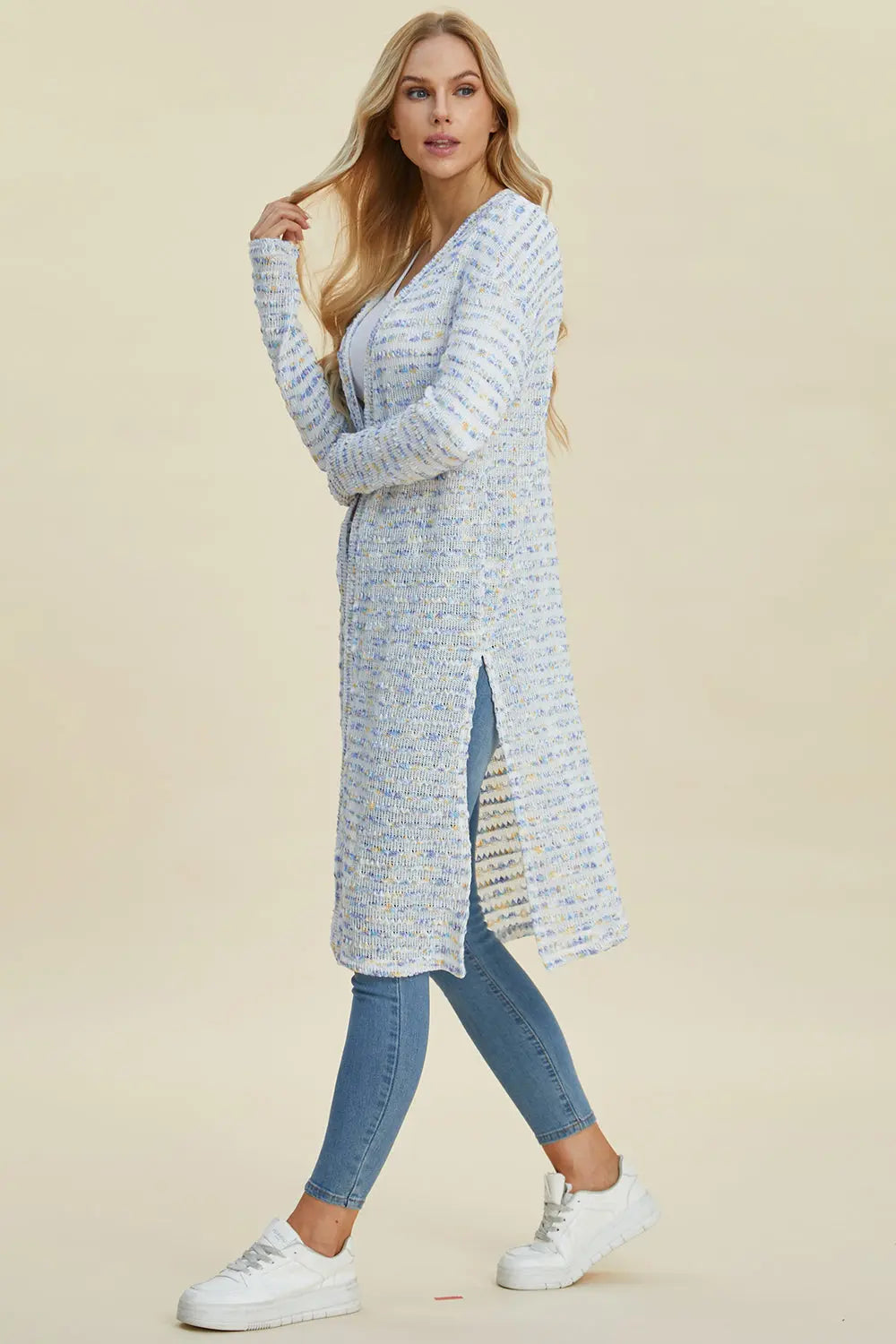 Double Take Full Size Open Front Longline Cardigan for Women | Soft & Cozy Knit Sweater | Perfect for Layering, Office Wear & Casual Outfits