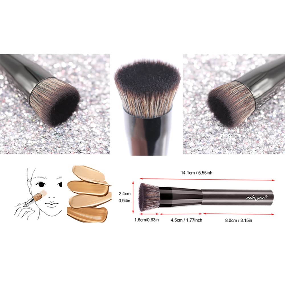 Vela.Yue Liquid Foundation Brush - Professional Makeup Brush for Cream, Liquid & Base Blending - Soft Buffing Beauty Tool for Flawless Makeup Application - Perfect for Everyday Use & Professional Makeup Artists