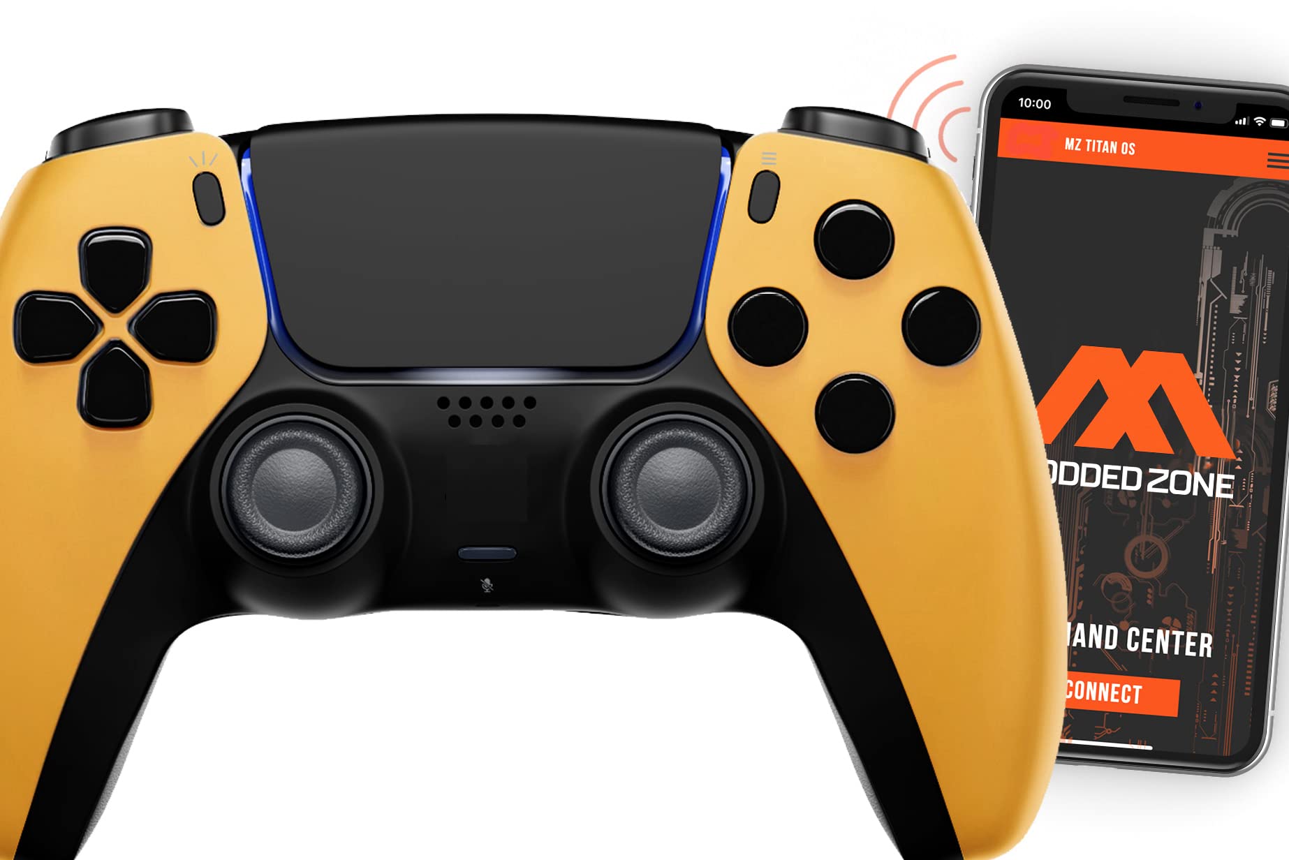 MODDEDZONE Caution Yellow Smart Rapid Fire Custom PRO Modded Controller for PS5 - Enhanced Gaming Performance for FPS, Battle Royale & Competitive Play