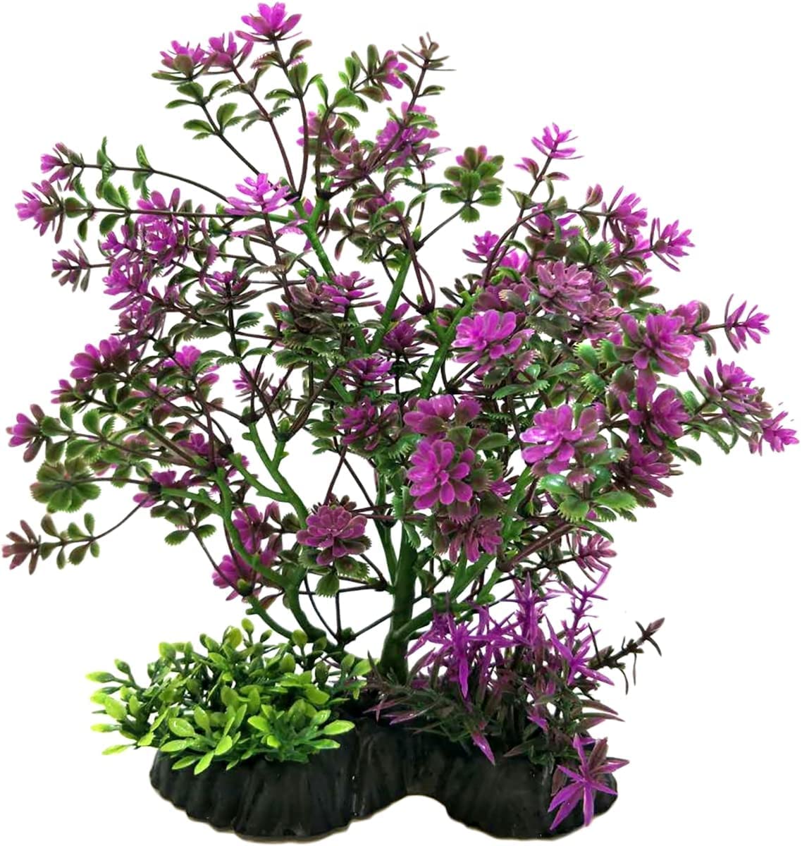 Penn-Plax Plastic Aquarium Decorative Bonsai Plant with Purple Flowers (7-8 Inches) - Realistic Artificial Aquatic Plants for Fish Tank Decor - Perfect for Betta Tanks, Goldfish Bowls & Aquascaping