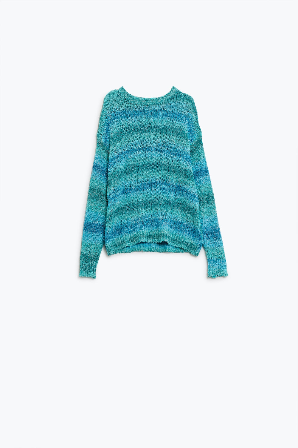 Open Knit Striped Turtleneck Sweater in Shades of Blue - Perfect for Casual Wear, Office Outfits & Fall Fashion