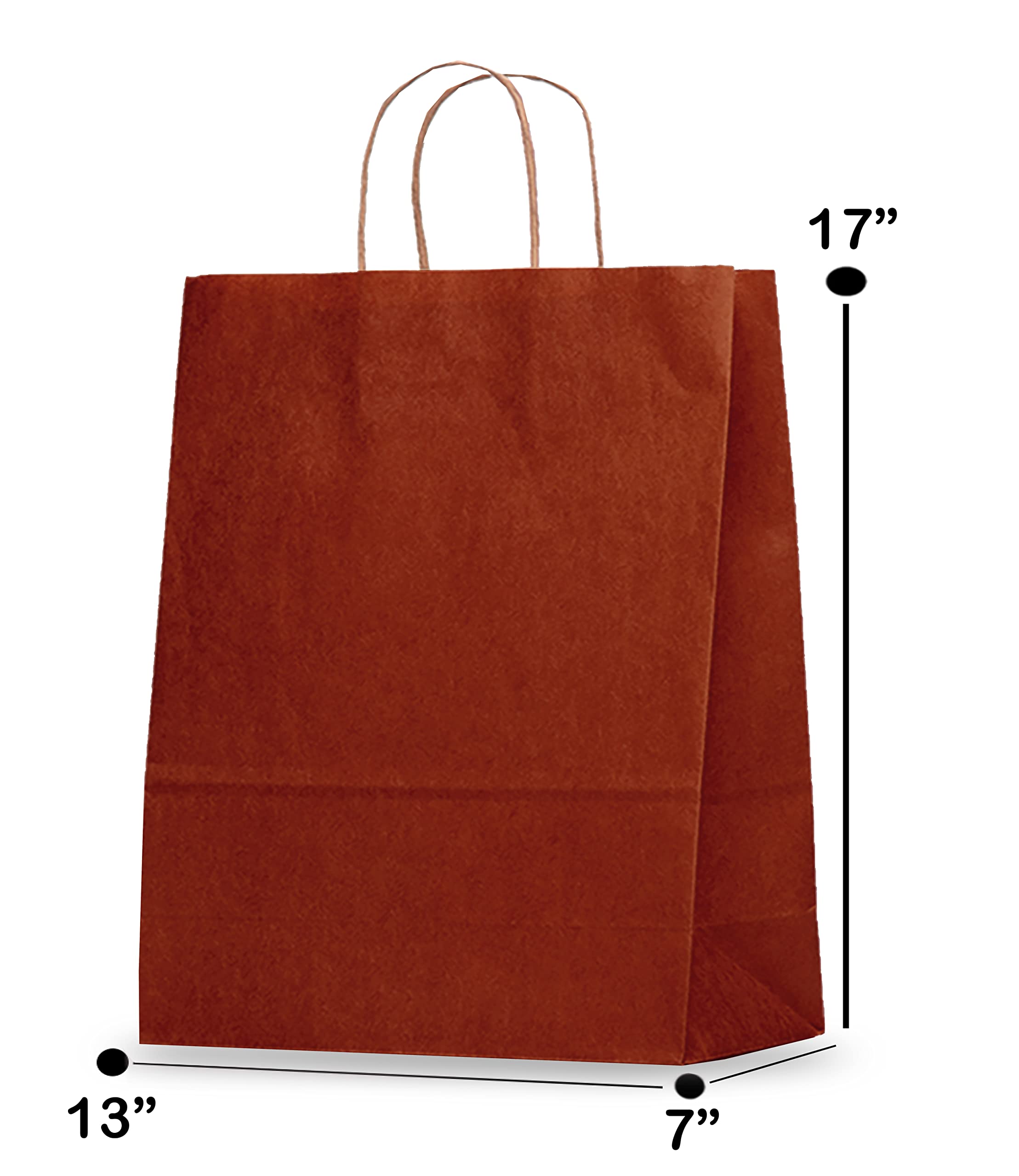 Premium Kraft Paper Bags with Twisted Handles - 13x7x17 Inches Bulk Pack of 50, Eco-Friendly Burgundy Gift Bags for Retail Packaging, Parties, Weddings & Corporate Events