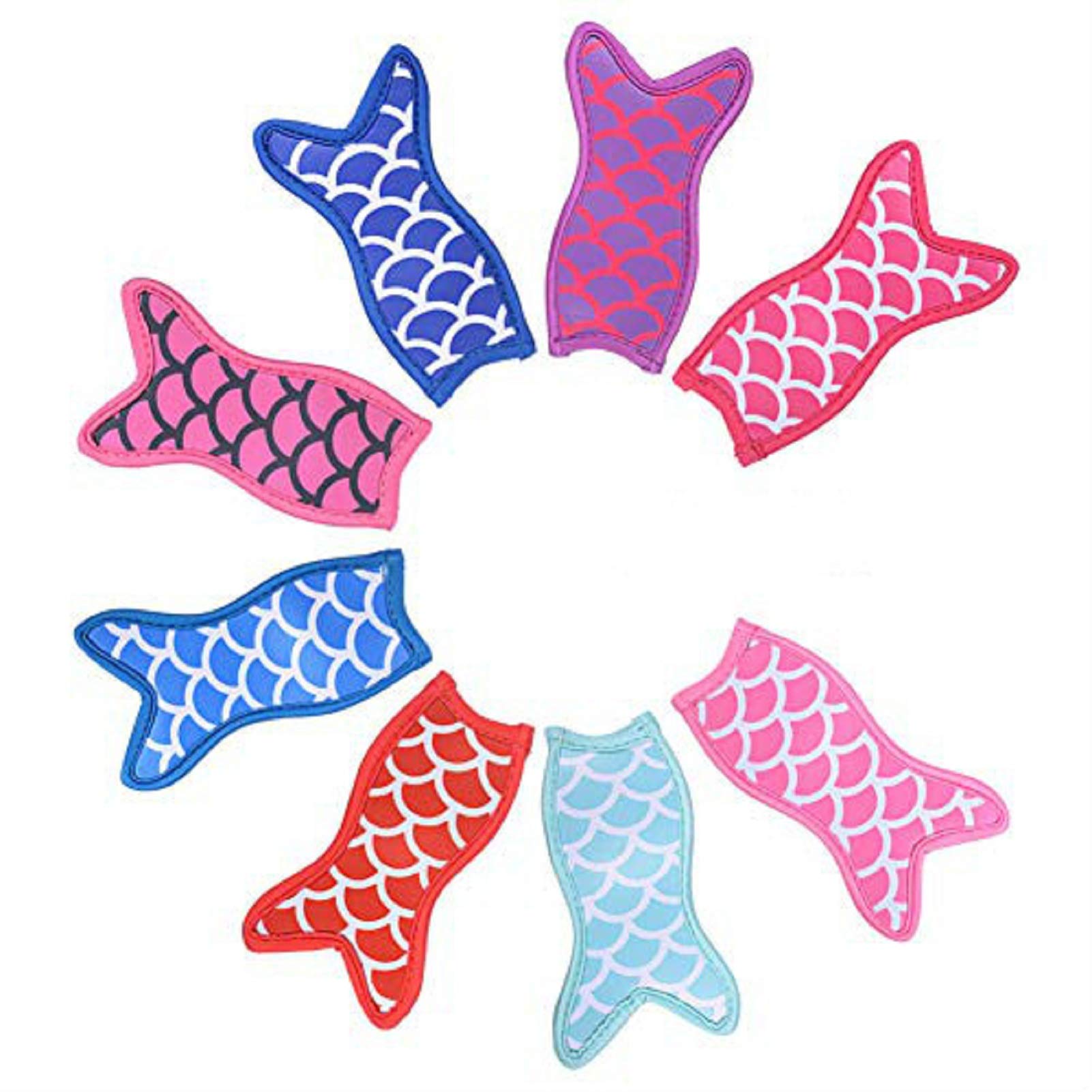 8 Pack Colorful Mermaid Ice Pop Holders - Reusable Popsicle Sleeves & Freezer Pop Bags for Kids, Summer Treats, Parties & Outdoor Activities