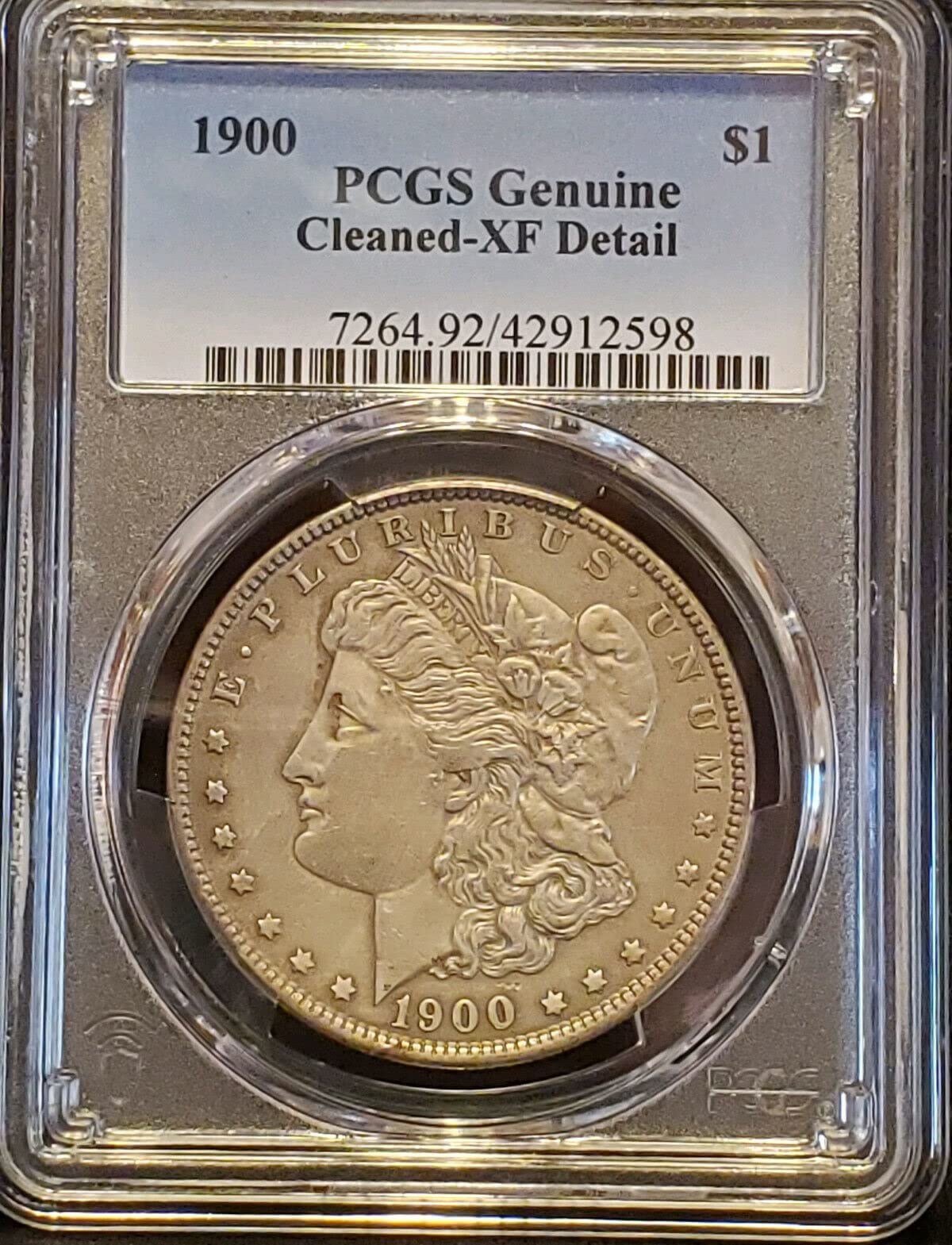 1900 Morgan Silver Dollar Genuine Cleaned - XF Detail $1 Coin | Extremely Fine PCGS Certified | Collectible Silver Coin for Investment & Gifts