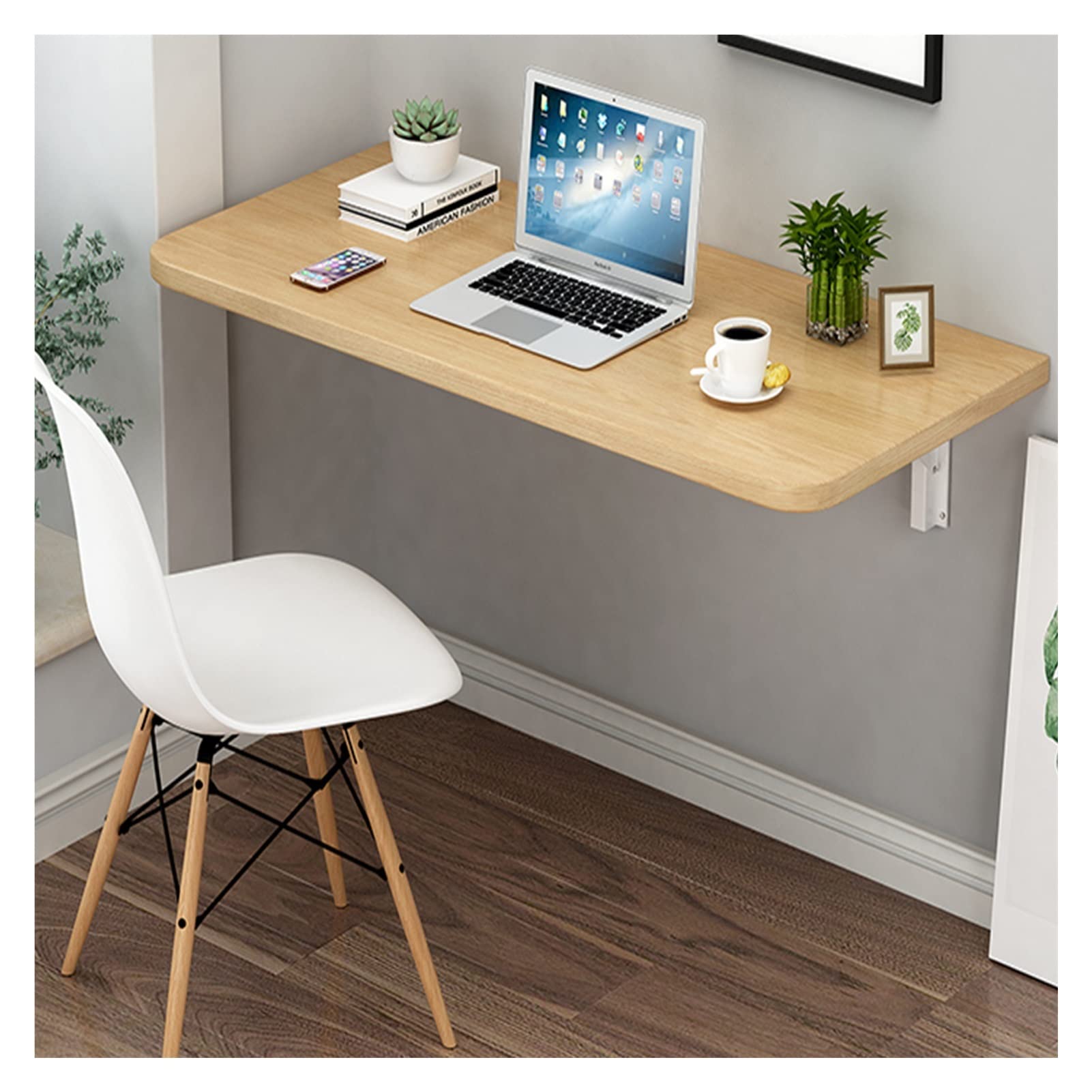 Space Saving Wall Mounted Folding Desk - 35.43x19.69 Inch Foldable Wall Table for Home Office, Kitchen & Small Spaces - Multi-Purpose Workstation for Studying, Dining & Crafting (Color A)