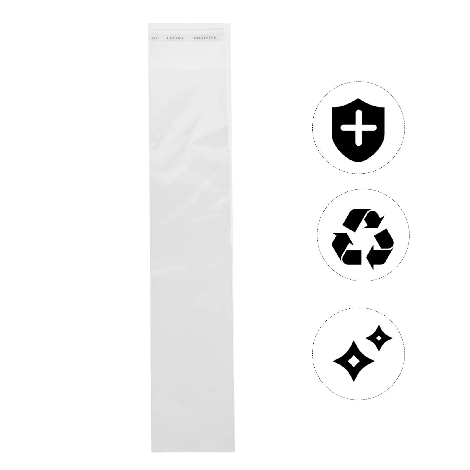 500pcs Self-Adhesive Plastic Bags - Clear OPP Pouch for Candy, Cookies, Bakery & Straws Packaging | Resealable Long Strip Bags for Parties, Gifts & Snack Storage