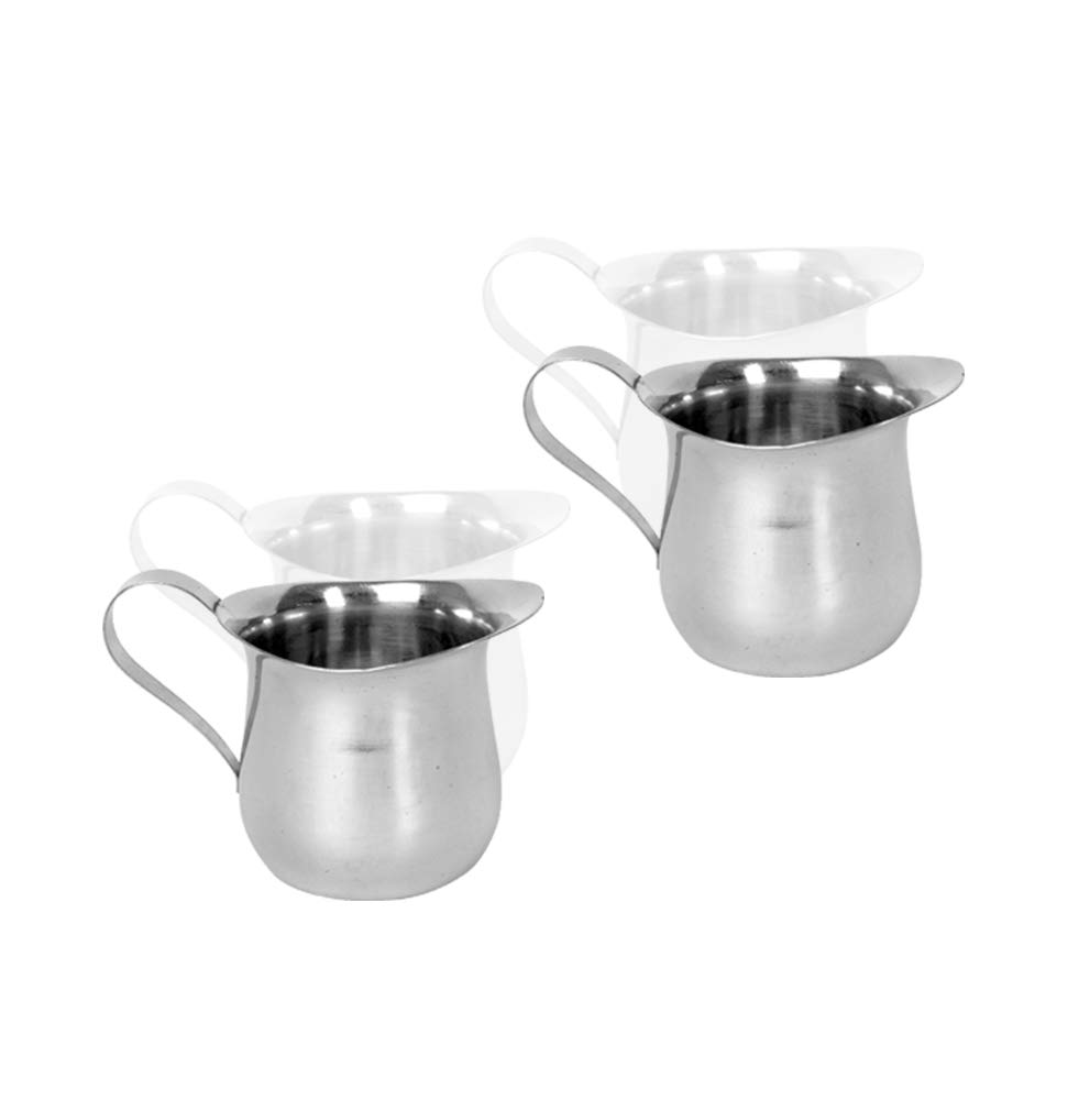 Premium Stainless Steel Silver Bell Creamer Pitcher - 5 oz Milk & Coffee Pourer for Barista & Home Use (Set of 2) - Perfect for Coffee Shops, Tea Service & Dessert Presentation