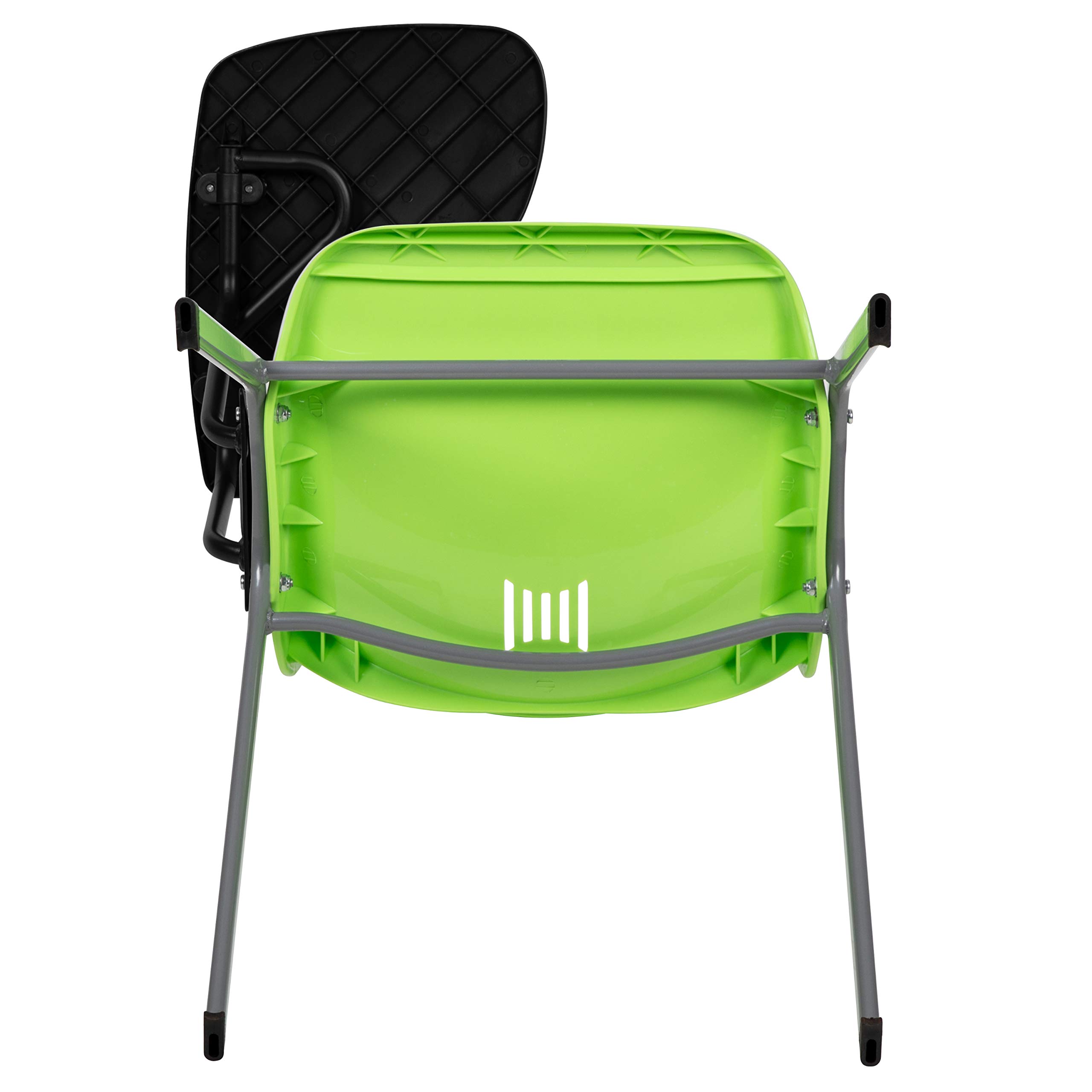 EMMA + OLIVER Green Ergonomic Shell Chair with Right-Handed Flip-Up Tablet Arm - Comfortable Office Desk Chair for Home & Work - Perfect for Conference Rooms, Study Areas & Small Spaces