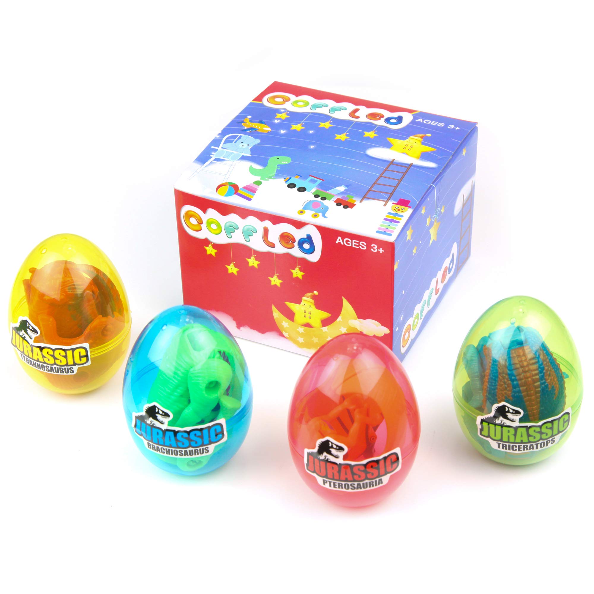 4 Pack Magic Hatching Dinosaur Eggs Toys for Kids 3+ Years - T-Rex, Pterosaurs, Brachiosaurus & Triceratops (Random Colors) - Fun Educational STEM Gifts for Boys & Girls, Perfect for Birthday Parties & Pretend Play