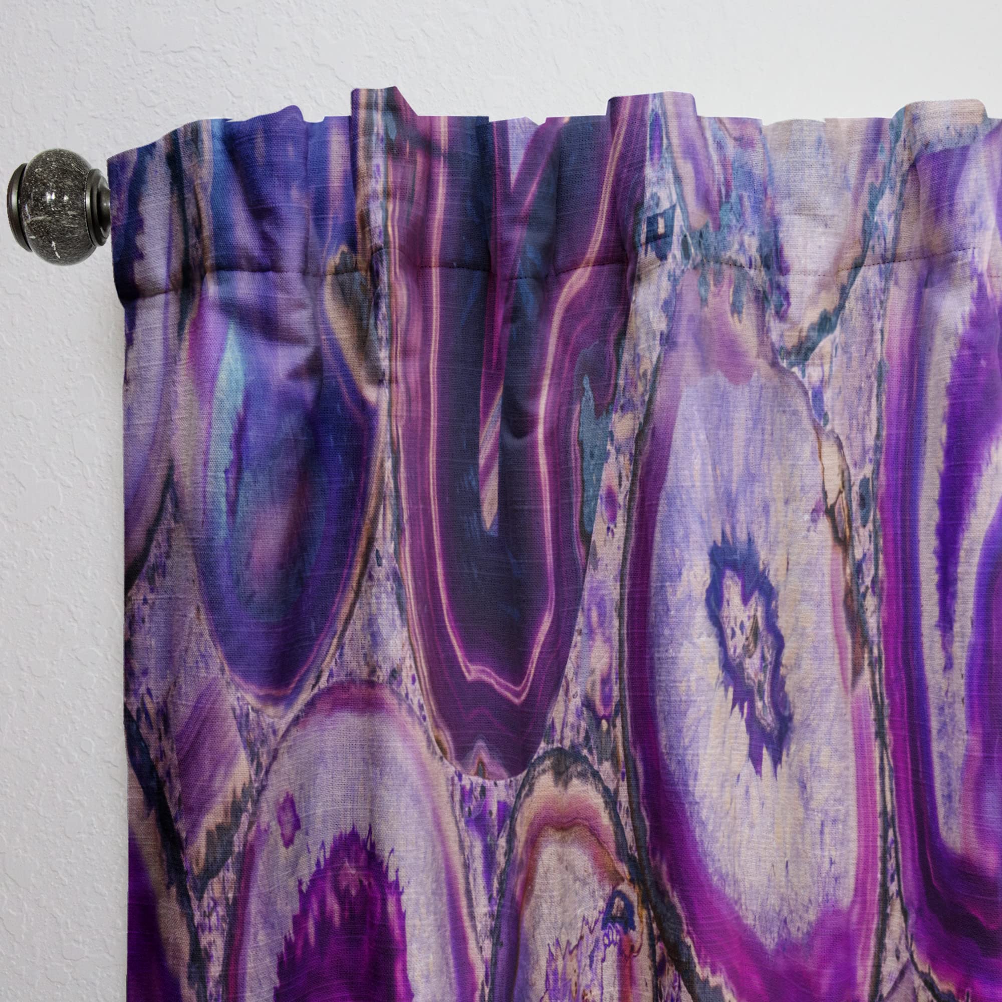 DesignQ Violet Agate Geode Thermal Insulated Curtains - Single Panel 52x63 Inch - Blackout Drapes for Bedroom & Living Room - Elegant Window Treatment for Home Decor