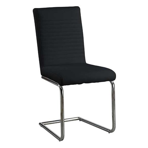 Premium Black Upholstered Dining Chairs with Chrome Metal Legs - Set of 6 Modern Kitchen Chairs for Dining Room, Restaurant, or Home Decor