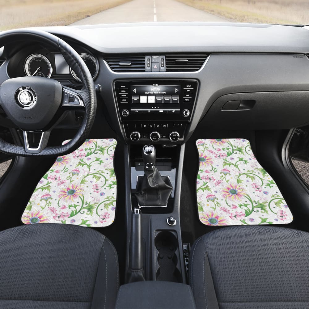 Premium Pink Lotus Waterlily Leaves Car Floor Mats - Non-Slip, Waterproof Custom Fit for Sedans, SUVs & Trucks - Elegant Interior Upgrade for Home, Office & Travel Use
