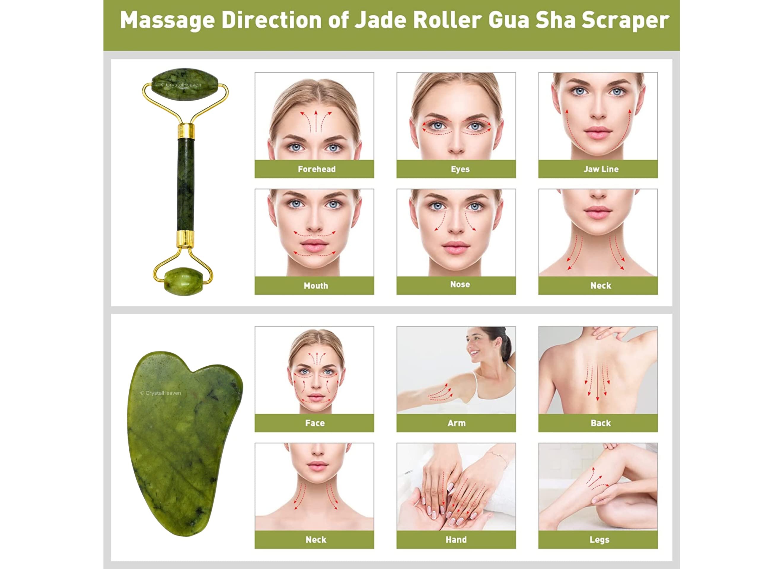 Certified Jade Roller and Gua Sha Set for Face Massage - Green Jade Facial Roller & Gua Sha Tool Combo for Women | Skincare, Anti-Aging, Puffiness Relief | Perfect for Morning Routine, Spa Day, and Self-Care Rituals