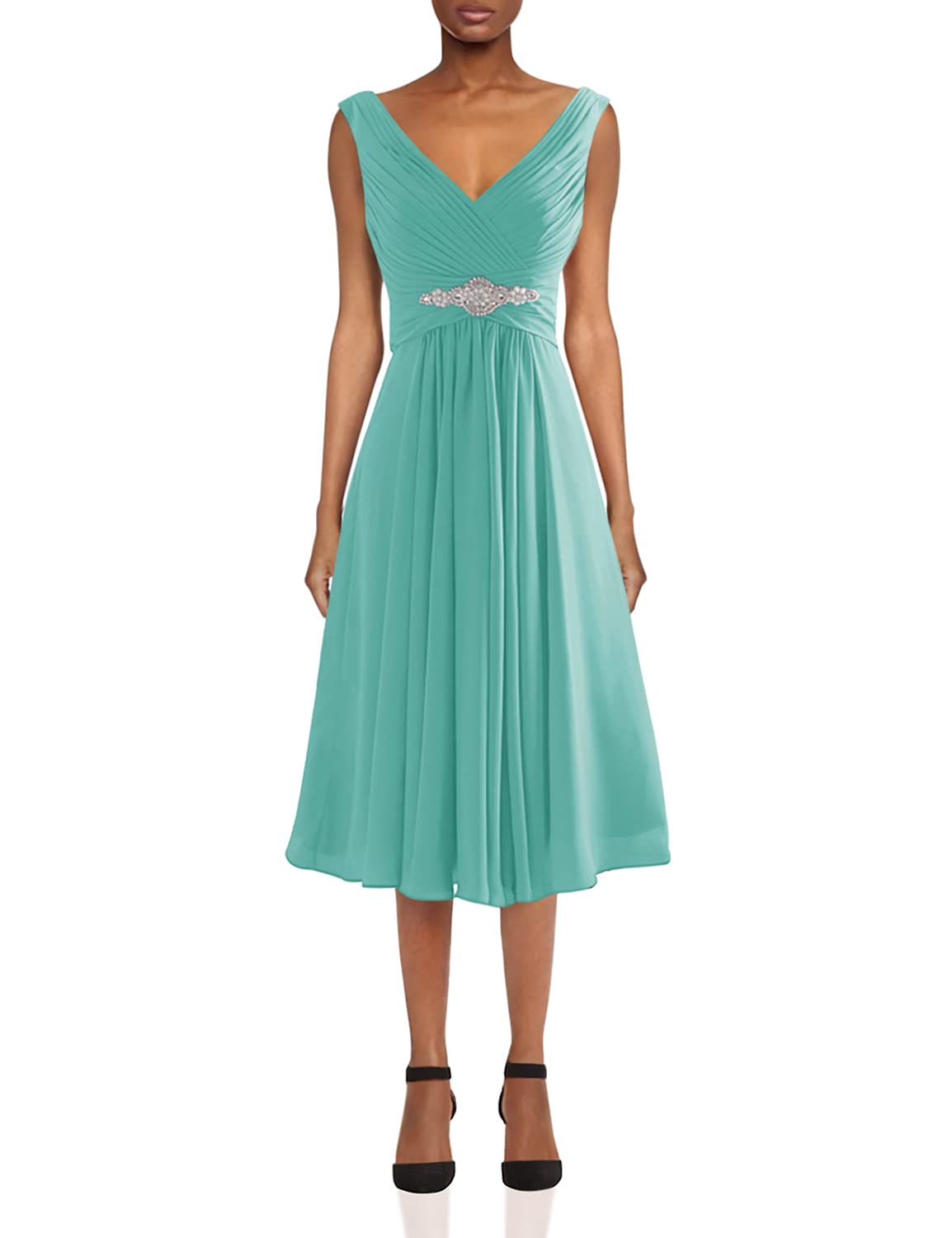 Elegant Beaded V-Neck Bridesmaid Dresses & Mother of The Bride Formal Gowns for Wedding Parties & Evening Events