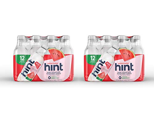 Hint Water Watermelon (Pack of 24) 16 Fl Oz - Pure Water Infused with Real Watermelon, Zero Sugar, Zero Calories, No Sweeteners, Preservatives or Artificial Flavors - Refreshing Hydration for Workouts, Yoga & Healthy Lifestyle