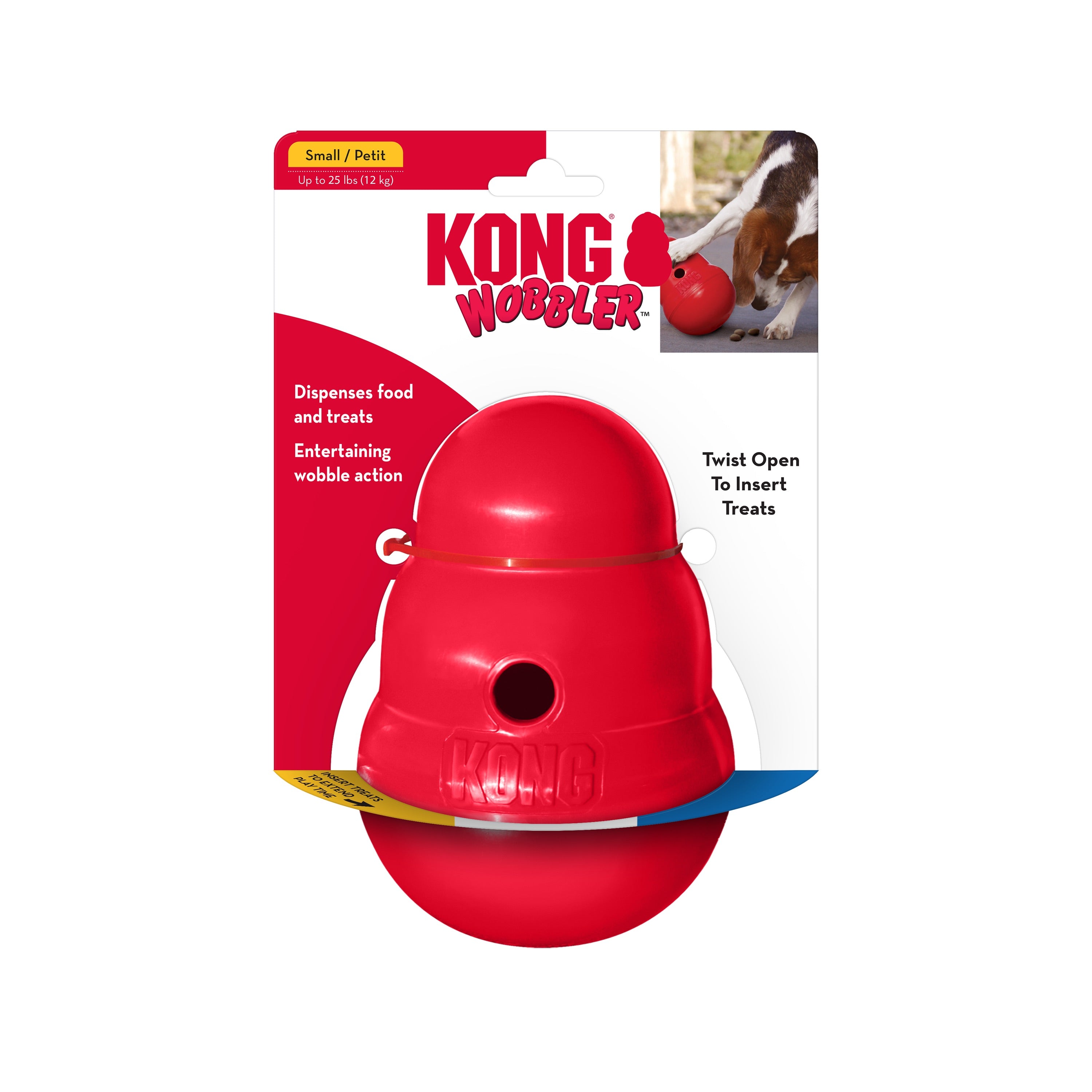 KONG Wobbler Dog Toy - Interactive Treat Dispenser & Food Puzzle for Dogs - Perfect for Mental Stimulation & Slow Feeding at Home or Outdoors