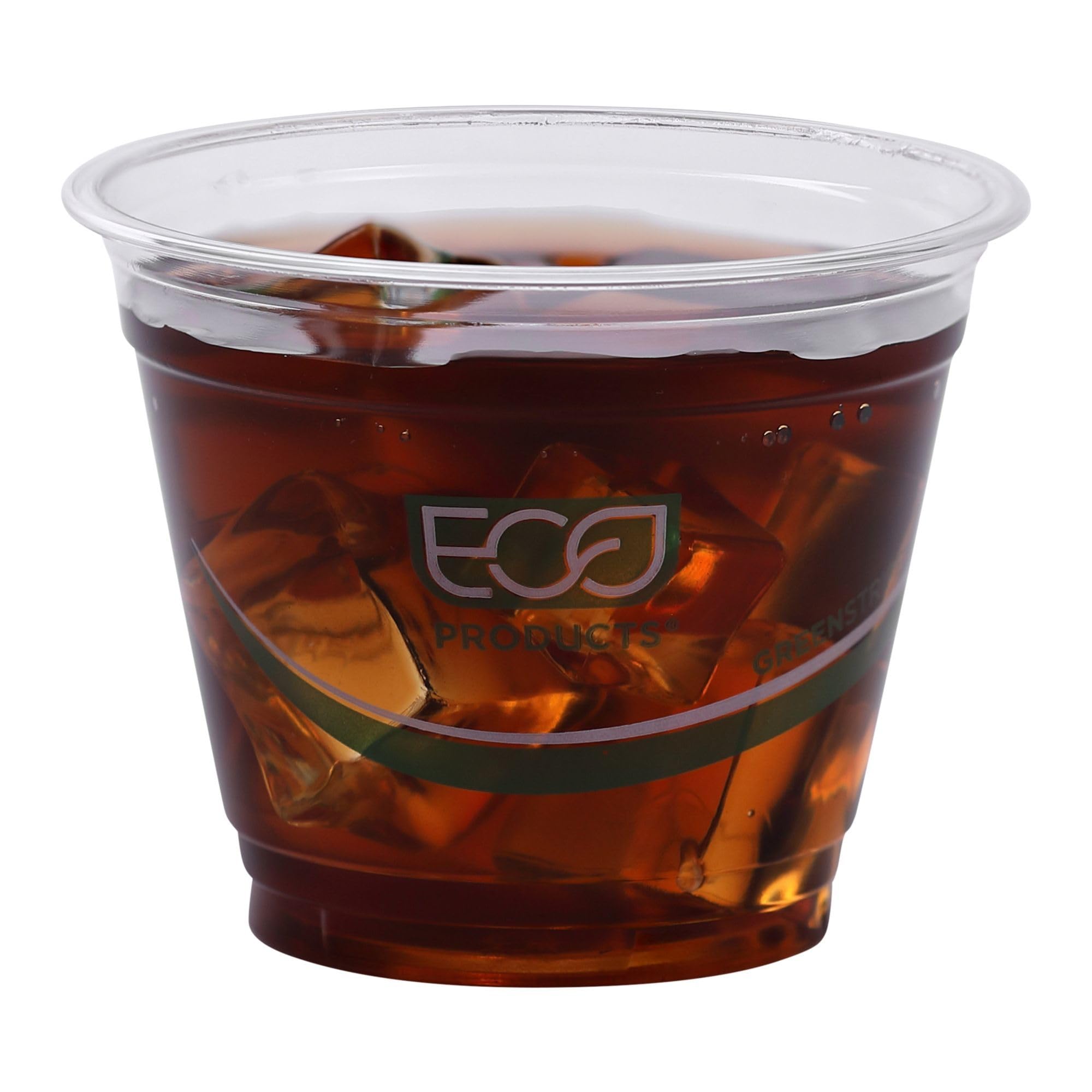 ECO PRODUCTS GreenStripe 100% Compostable 9oz PLA Cold Drink Cups (Case of 1000) | Plant-Based Disposable Cups for Iced Coffee, Smoothies & Parties | BPI Certified & ASTM D6400 Compliant | Eco-Friendly Alternative to Plastic Cups