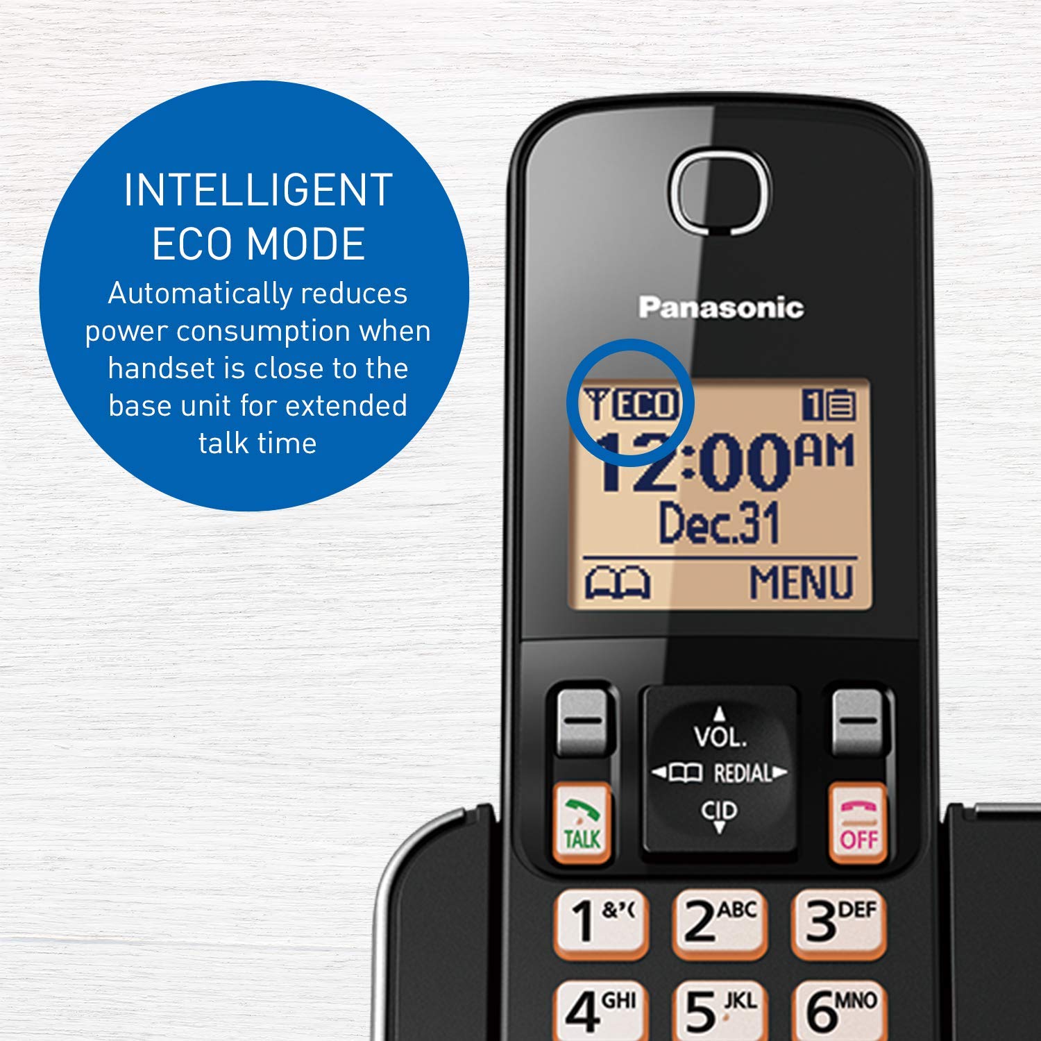 Panasonic KX-TGC384CB DECT 6.0 Expandable Cordless Phone System with Call Blocking - 4 Handsets - Black - Ideal for Home & Office Communication