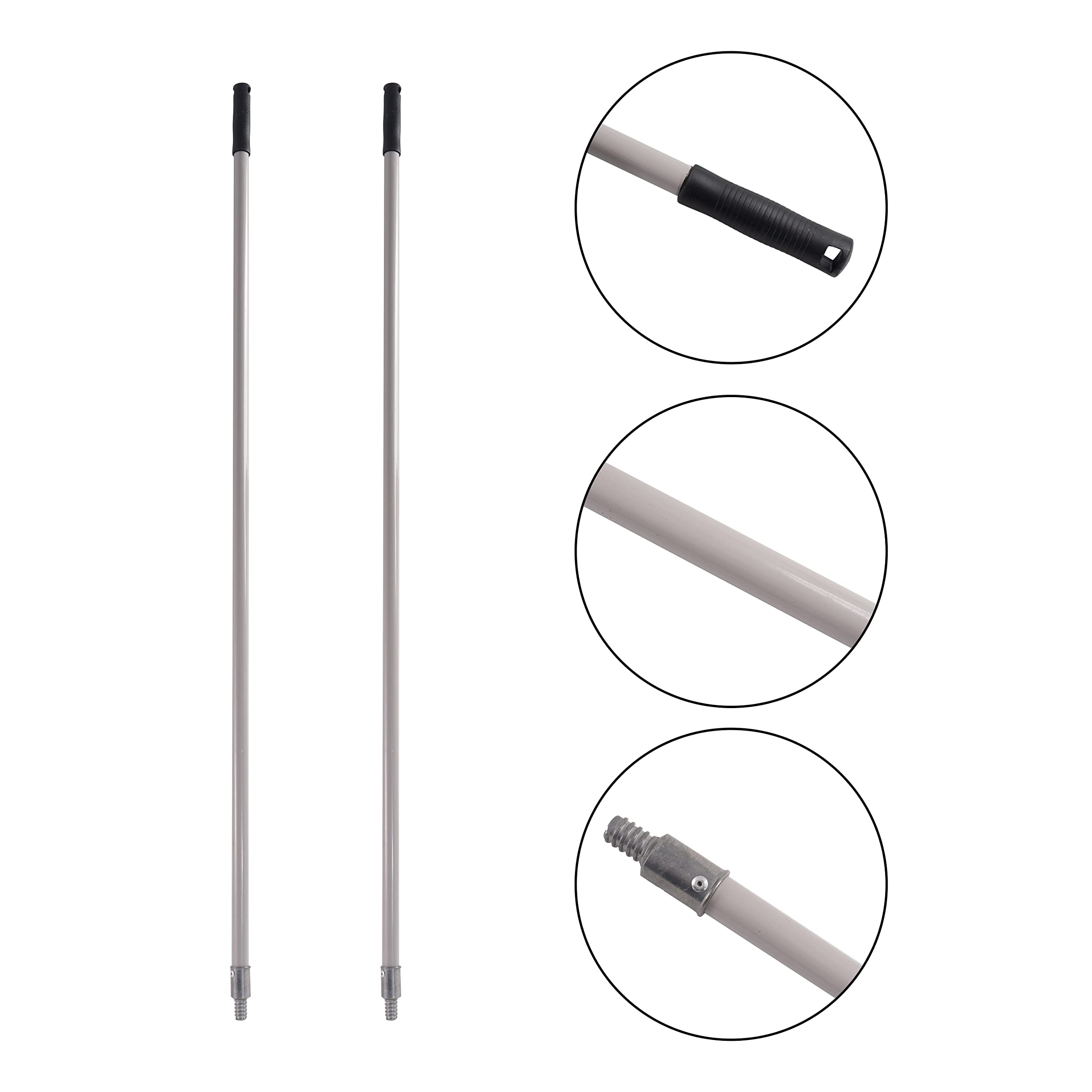 Heavy Duty Mop Handle 60inch with Metal Tip - 3 Pack for Commercial Floor Cleaning