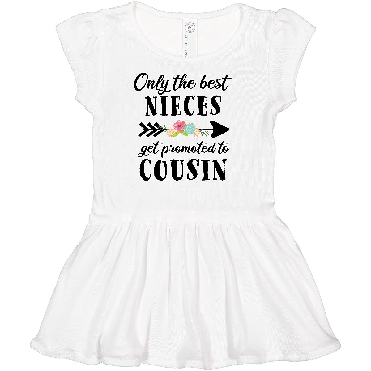 Inktastic 'Only The Best Nieces Get Promoted to Cousin' Baby Girl Dress - Cute Outfit for Family Reunions, Birthday Parties & Photo Shoots
