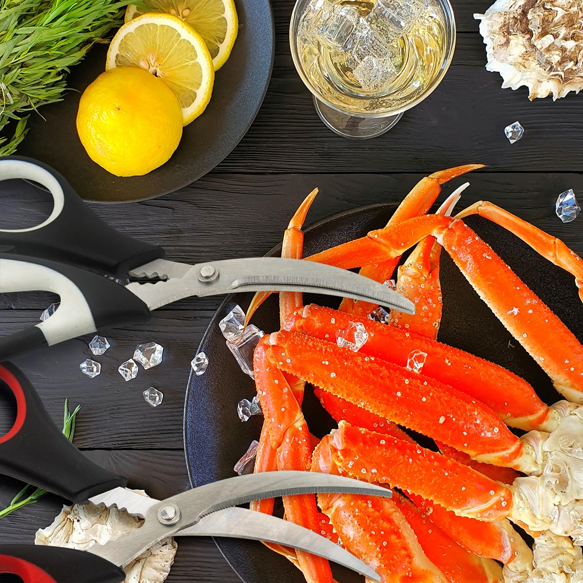 Premium Stainless Steel Kitchen Scissors Set - Heavy Duty Poultry Shears & Seafood Scissors for Cutting Chicken Bones, Crab Legs, Shrimp | All-Purpose Cooking Shears for Professional Chefs & Home Kitchens | Dishwasher Safe Kitchen Tools