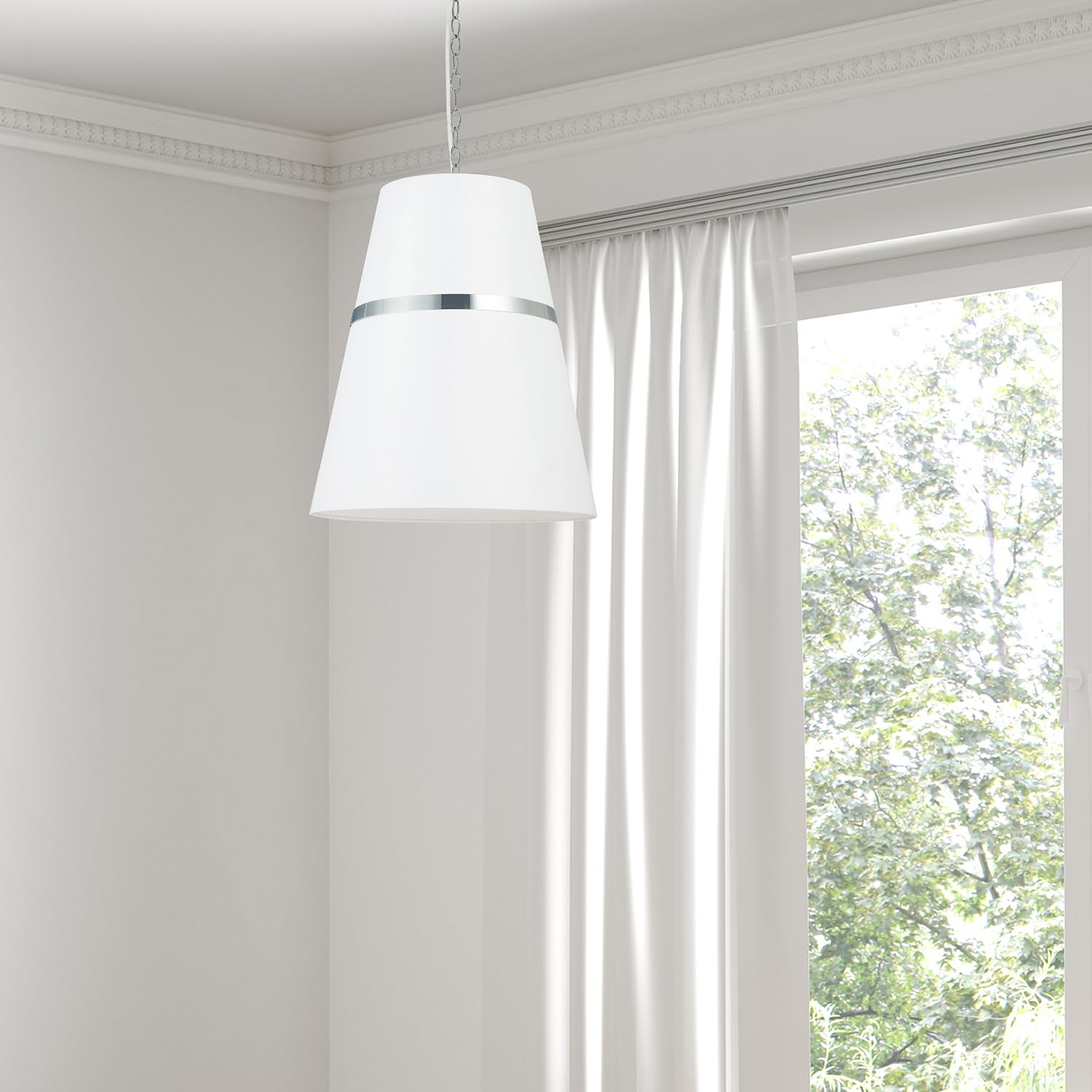 Dainolite SYM-183P-PC-WH3 Modern White Pendant Light Fixture - Perfect for Kitchen Island, Dining Room & Living Room Lighting