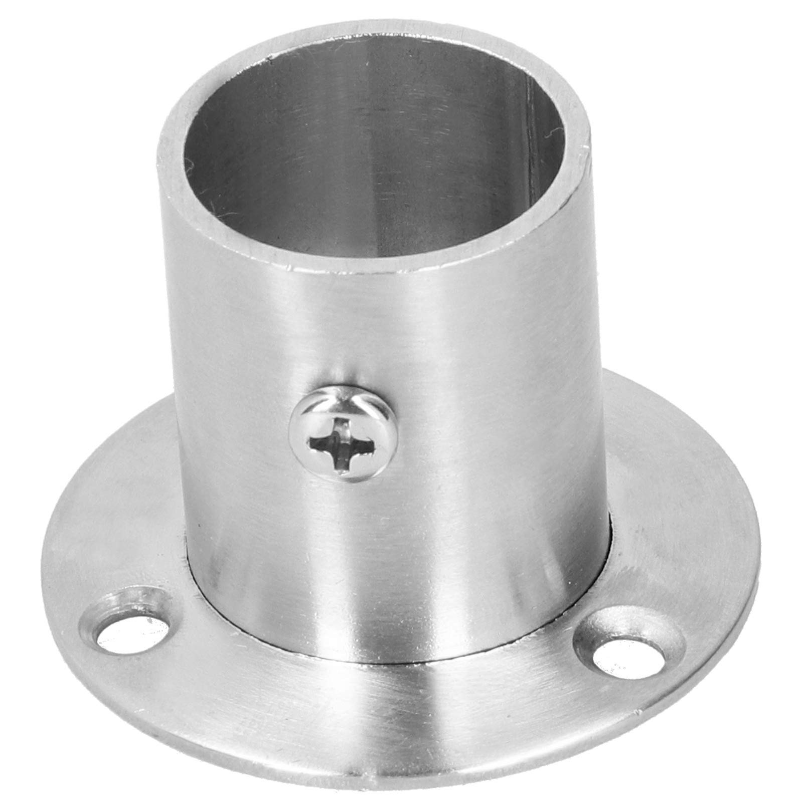 Stainless Steel Flange Pipe Base - Thickened & Durable Closet Tube Bracket with Simple Installation | Brushed Finish for Home, Cupboard, Closet & Desk (Φ25 High Foot Flange) | Perfect for DIY Furniture Assembly, Wardrobe Organization & Office Desk Support