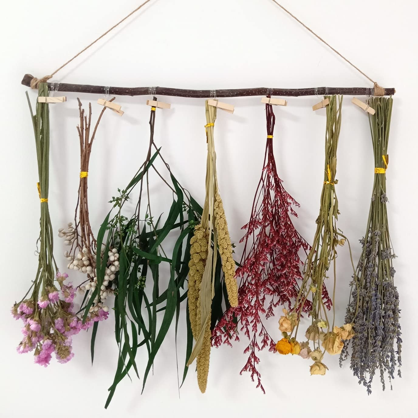 Farmhouse Dried Flower Wall Hanging Rack - Lavender Decor for Rustic Homes