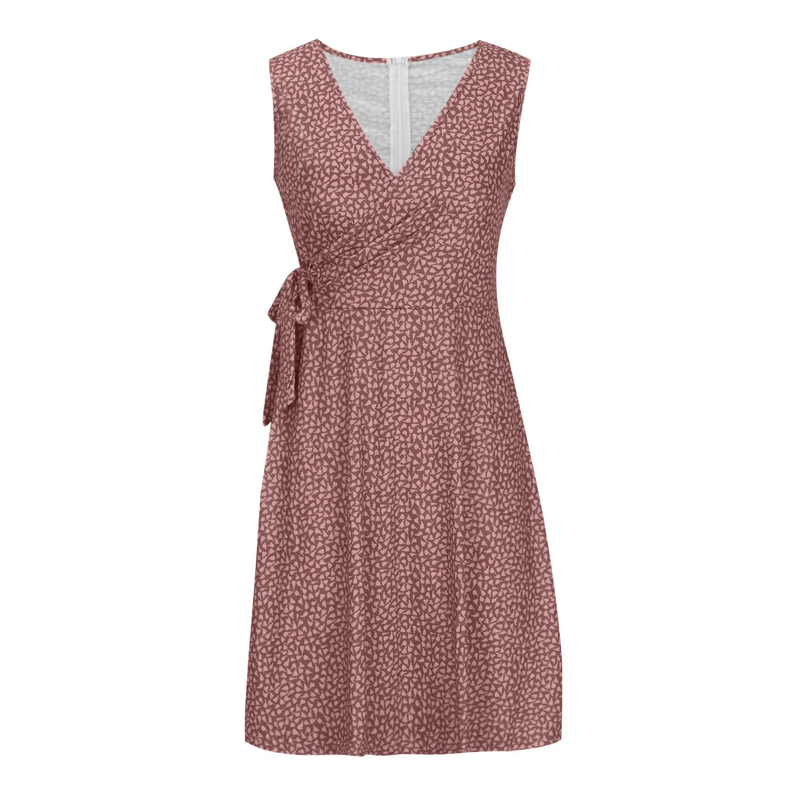 2024 Women's Floral Print Wrap Dress - V Neck, Tie Waist Sleeveless Midi Sundress for Casual Summer Wear | Perfect for Beach Outings, Brunch Dates & Vacation Style