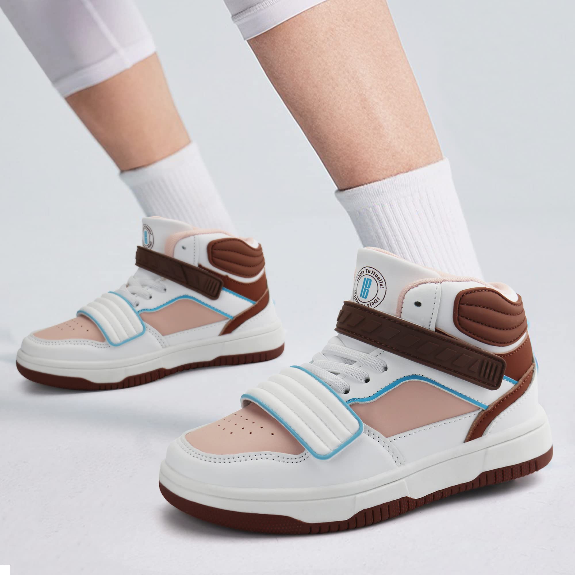 Brooman Kids Basketball Shoes - High Top Sneakers for Girls & Boys - Non-Slip School Sports Shoes for Basketball, Running & Playground Activities