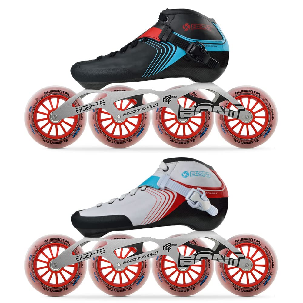 Bont GT4 Inline Speed Skating Racing Skates with 6061 Frame, Elemental Wheels & ABEC5 Bearings - Professional Competition & Training Skates for Indoor/Outdoor Track Racing