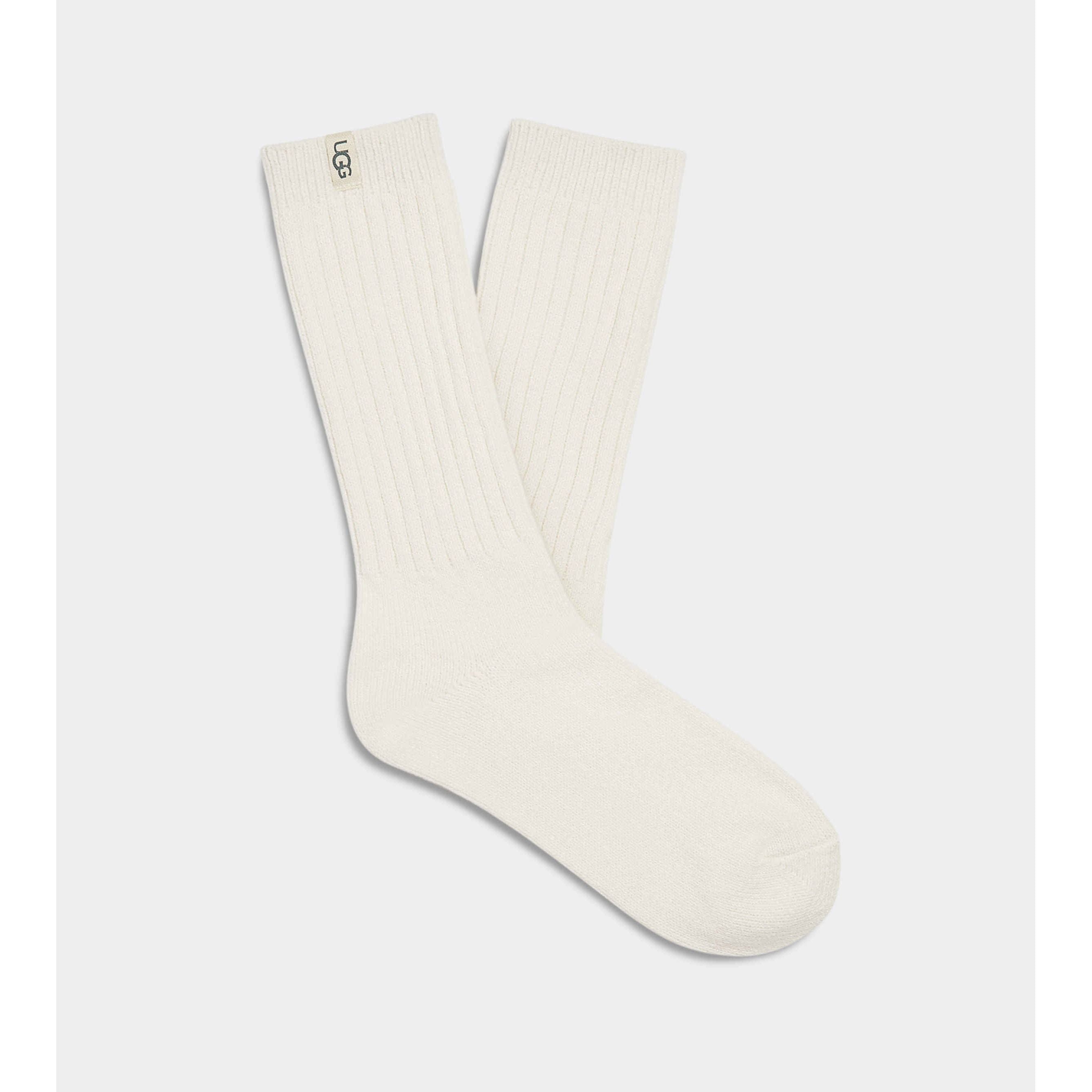 UGG Women's Rib Knit Slouchy Crew Socks - Soft Warm Winter Boot Socks for Women, Cozy Casual Slouchy Socks in White - Perfect for Boots, Lounging & Cold Weather Comfort