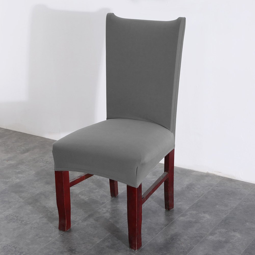 Stretch Spandex Dining Chair Covers 6-Pack - Washable & Removable Parson Chair Slipcovers, Kitchen Seat Protectors (Grey) - Perfect for Home, Restaurant, and Office Use