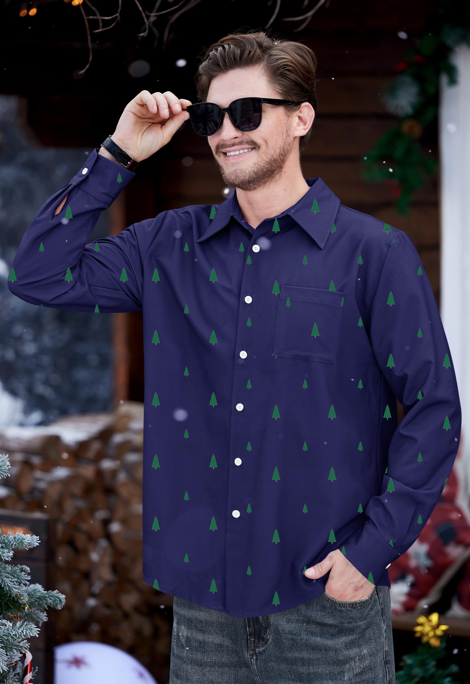 Arvilhill Men's Ugly Christmas Shirts - Long Sleeve Holiday Party Wear (S-XXL)