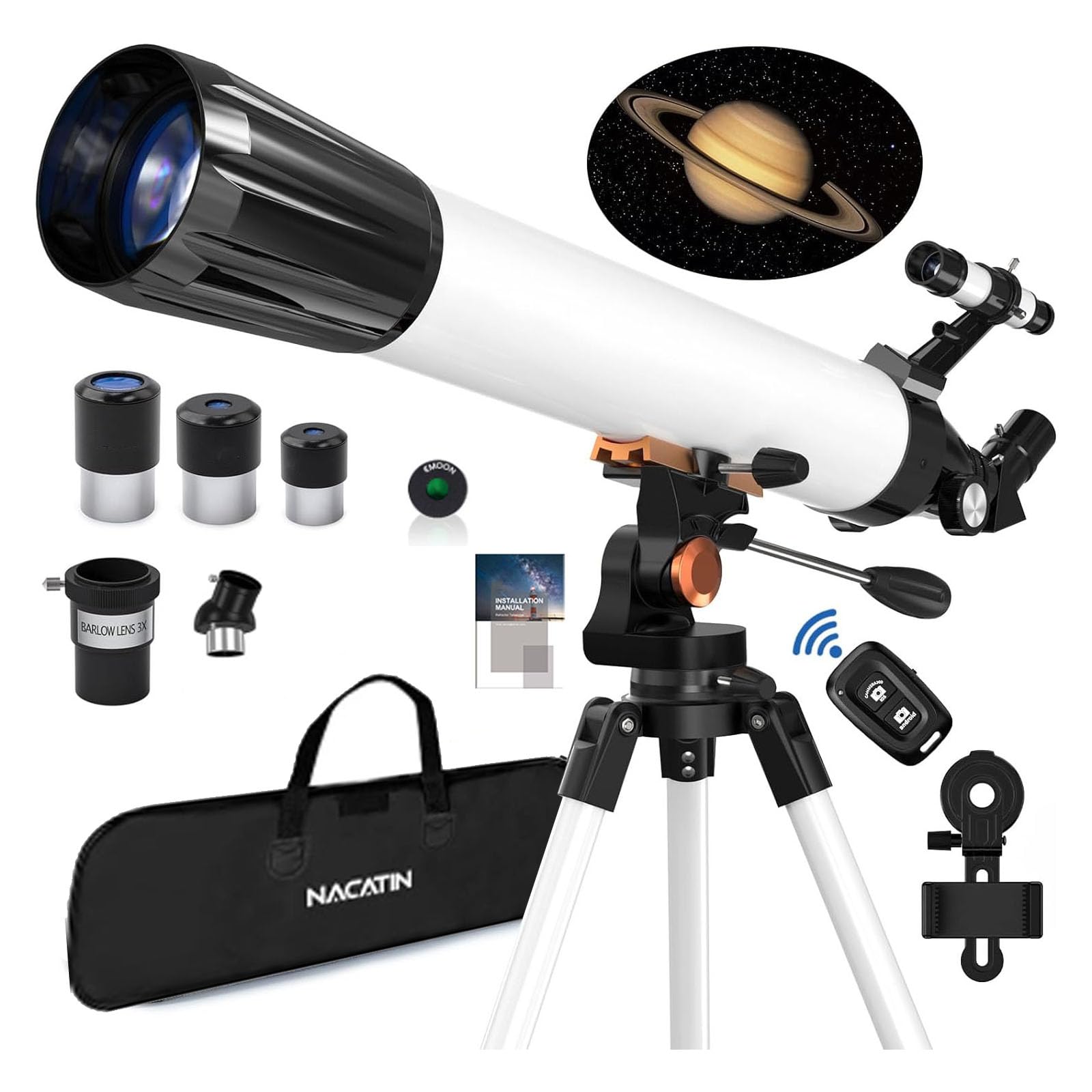 Premium Sararoom Telescope for Adults & Kids - 70mm Aperture 700mm Refractor Astronomy Telescope with Tripod, Phone Adapter & Wireless Remote - Ideal for Stargazing, Moon Watching & Outdoor Travel Adventures