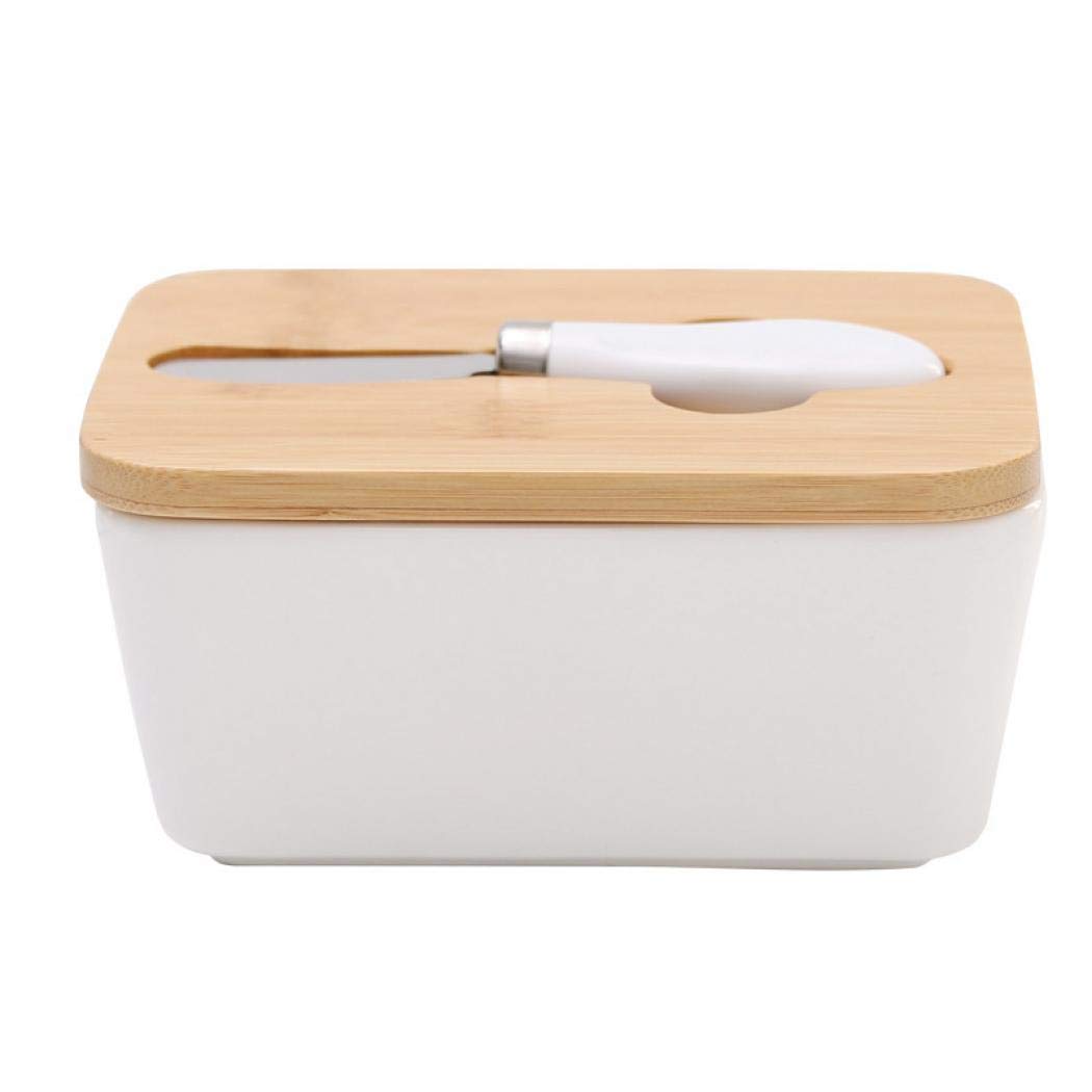 Ceramic Dish with Lid & Knife - Large Kitchen Container for Butter Sticks | Perfect Gift for Cooking Enthusiasts