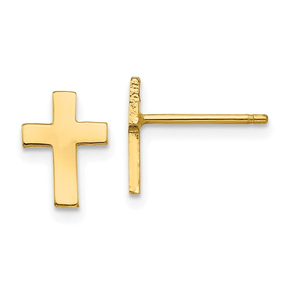 14k Yellow Gold Polished Cross Stud Earrings for Women - Diamond2Deal Fine Jewelry - Perfect for Everyday Wear, Gifts & Special Occasions