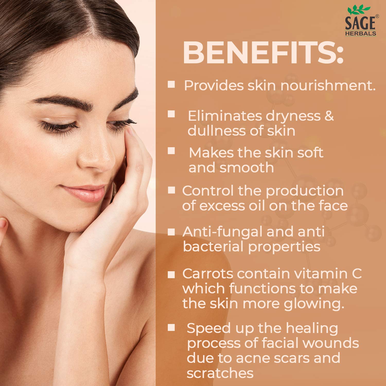 Organic Sage Herbals Carrot Cream with Carrot Seed Oil & Aloe Vera - Deep Moisturizing & Nourishing Face & Body Cream for Soft Smooth Skin - Helps Reduce Stretch Marks & Dark Circles - 60g Jar - Perfect for Daily Skincare Routine & Nighttime Repair