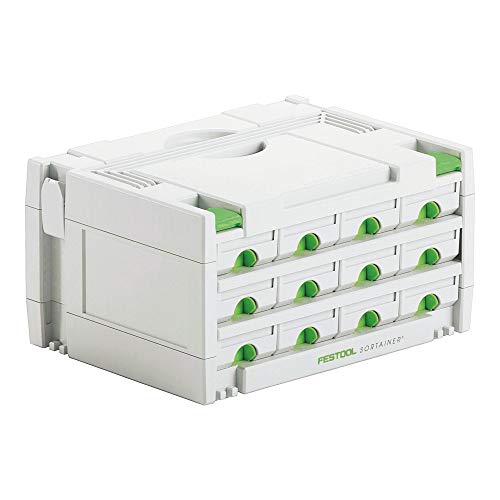 Festool 491986 12-Drawer Sortainer Tool Organizer - Heavy Duty Gray Storage Case for Workshop & Garage Organization