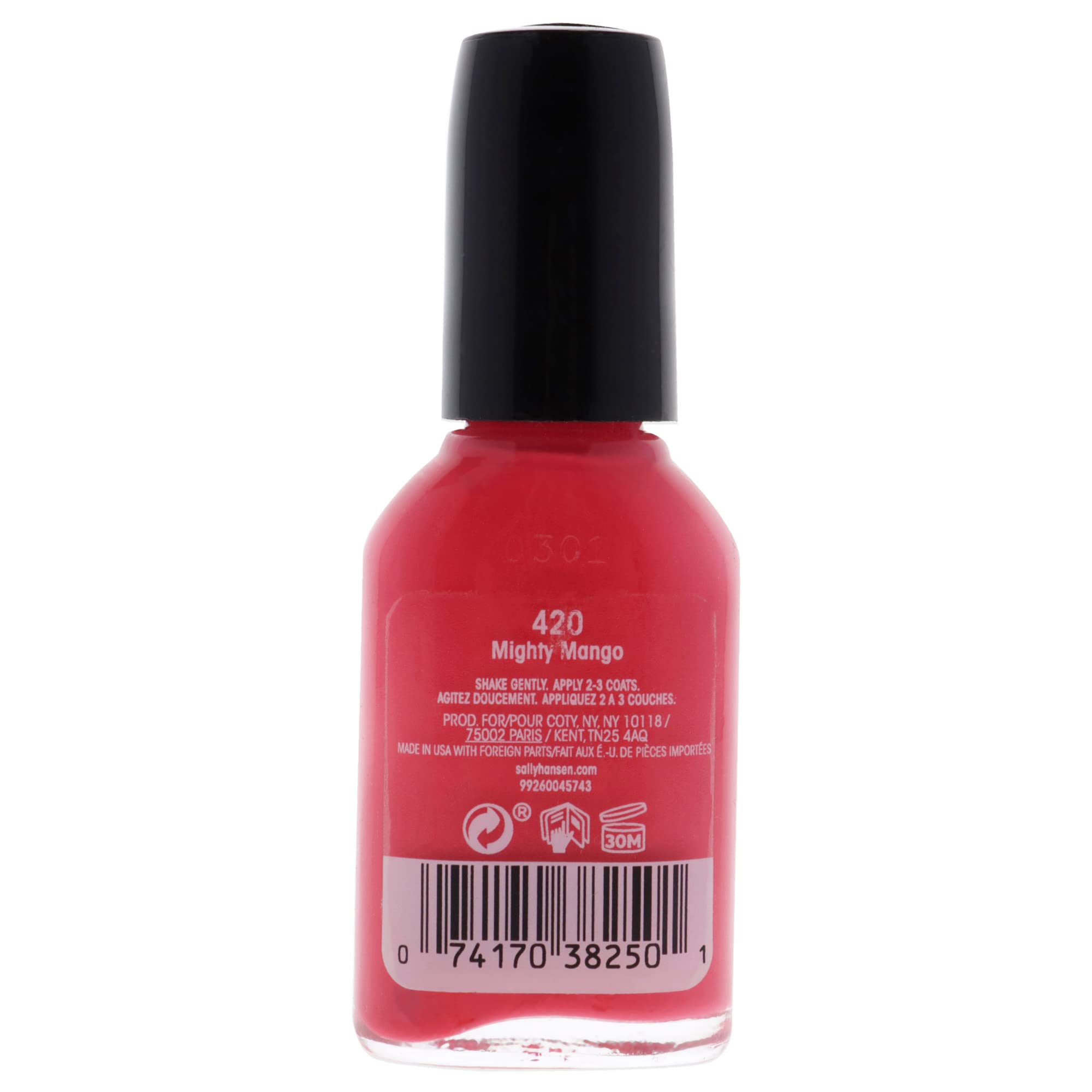 Sally Hansen Hard as Nails Nail Polish - Mighty Mango Orange, 0.45 fl oz, Strengthening & Long-Lasting Formula - Perfect for Manicures, Pedicures & Everyday Nail Care