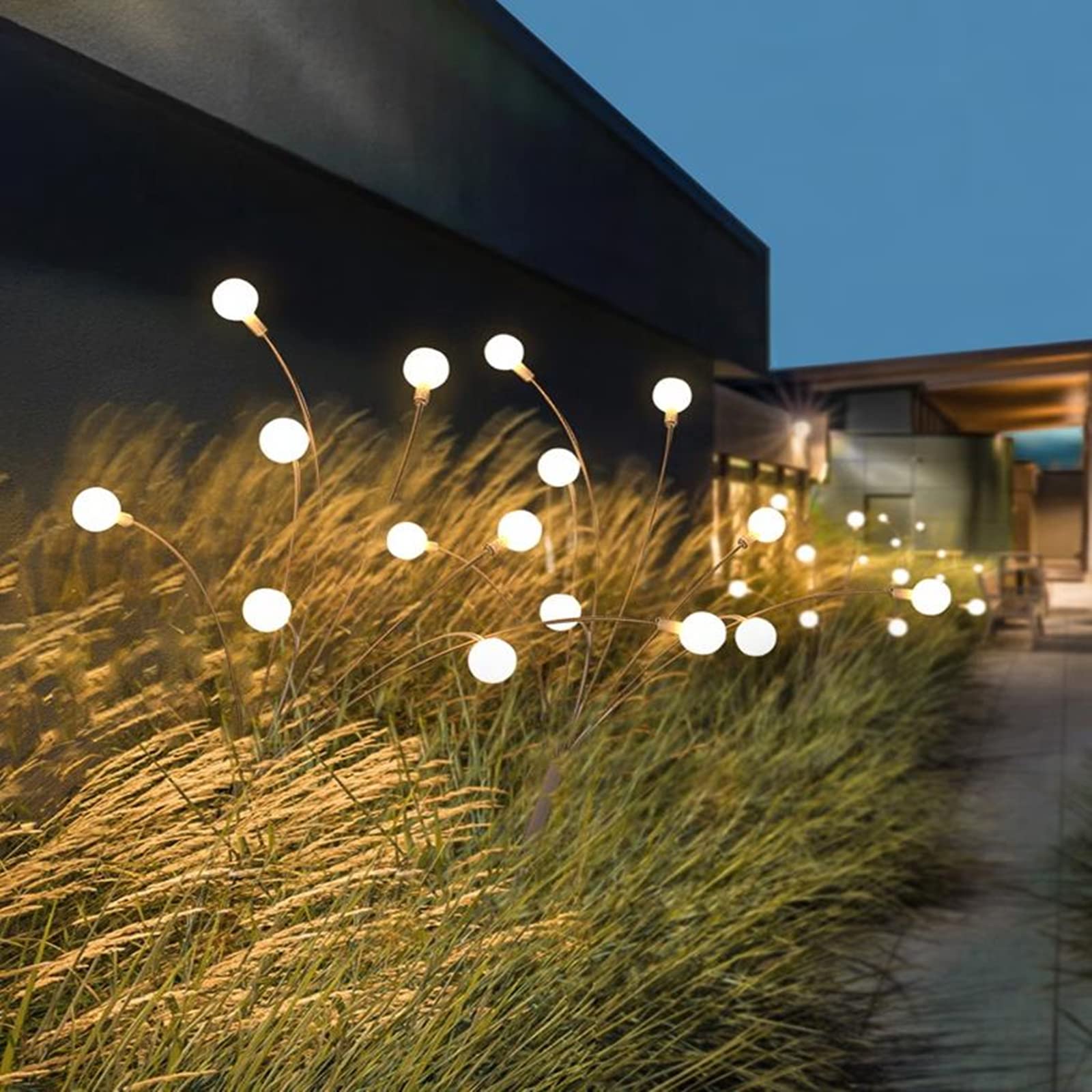 2 Pack Solar Firefly Lights Outdoor Waterproof - 12 LED Christmas Decorations for Yard, Pathway, Patio & Landscape - Wind Swaying Warm White Lights for Holiday & Garden Decor