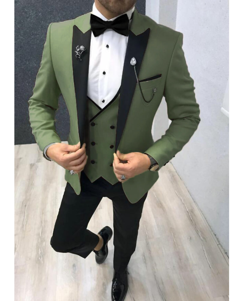 Beige 3-Piece Men's Wedding Tuxedo with Peak Lapel - Formal Prom Dinner Suit CB0603 | Perfect for Weddings, Proms, Black Tie Events & Special Occasions