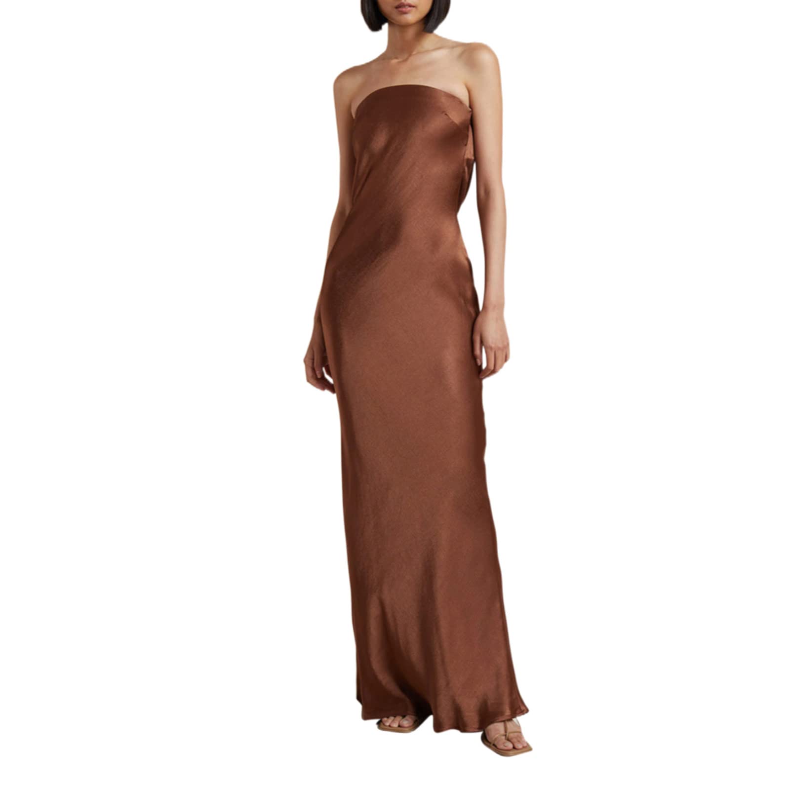 Elegant Sleeveless Backless Tube Dress for Women - Satin Strapless Long Dress for Cocktail Party, Wedding Banquet & Evening Events | Perfect for Formal Occasions, Date Nights & Special Celebrations