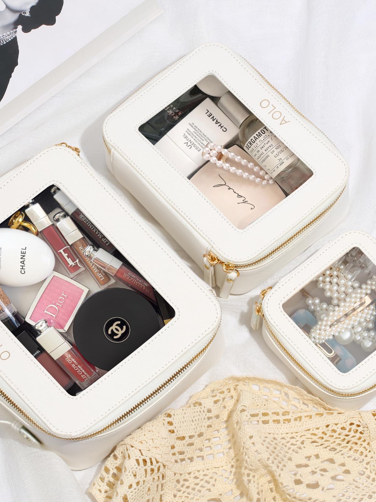 AOLO Clear Travel Makeup Bag - TSA Approved Cosmetic Organizer for Women | Perfect for Carry-on & Daily Use