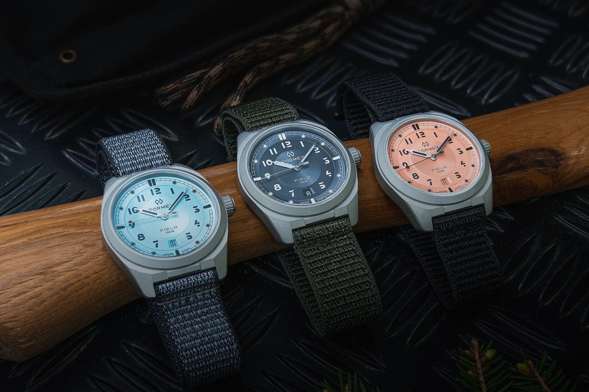 Formex Field 40mm Men's Watch with Coho Salmon Velcro Strap - Perfect for Outdoor Adventures, Hiking & Casual Wear