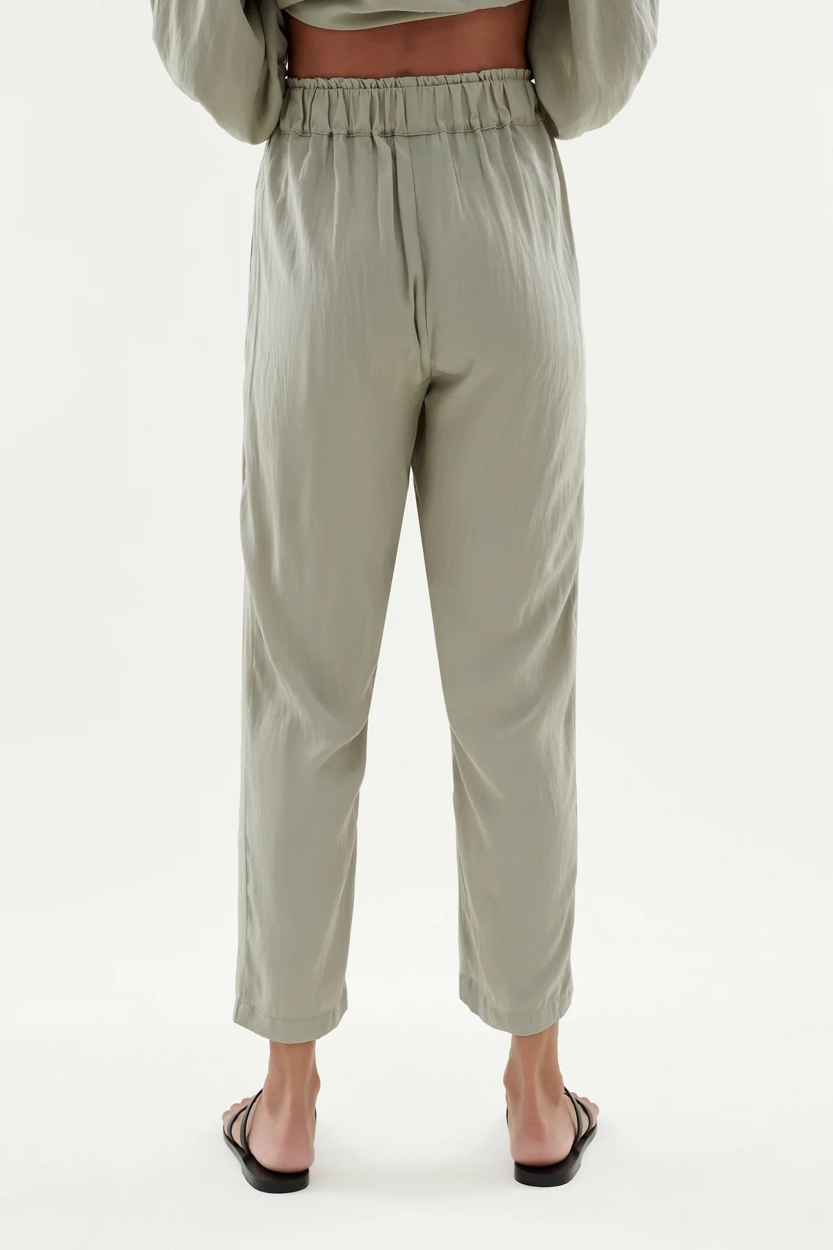 Ena Pant Dried Sage - Women's High Waisted Linen Pants for Casual Wear, Yoga & Summer Outfits