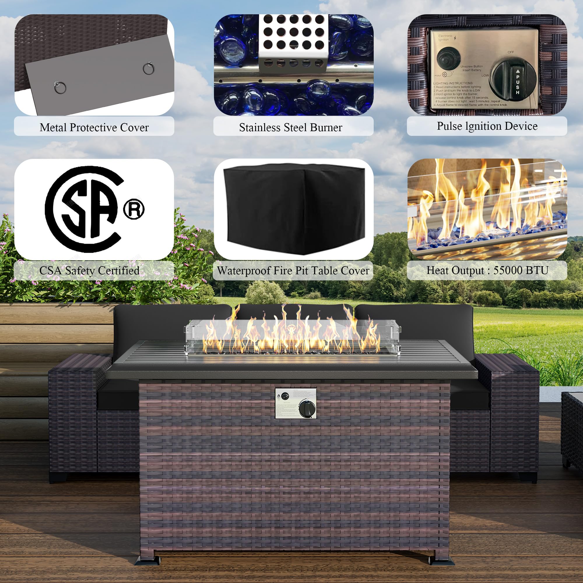 7-Piece Outdoor Patio Furniture Set with 43